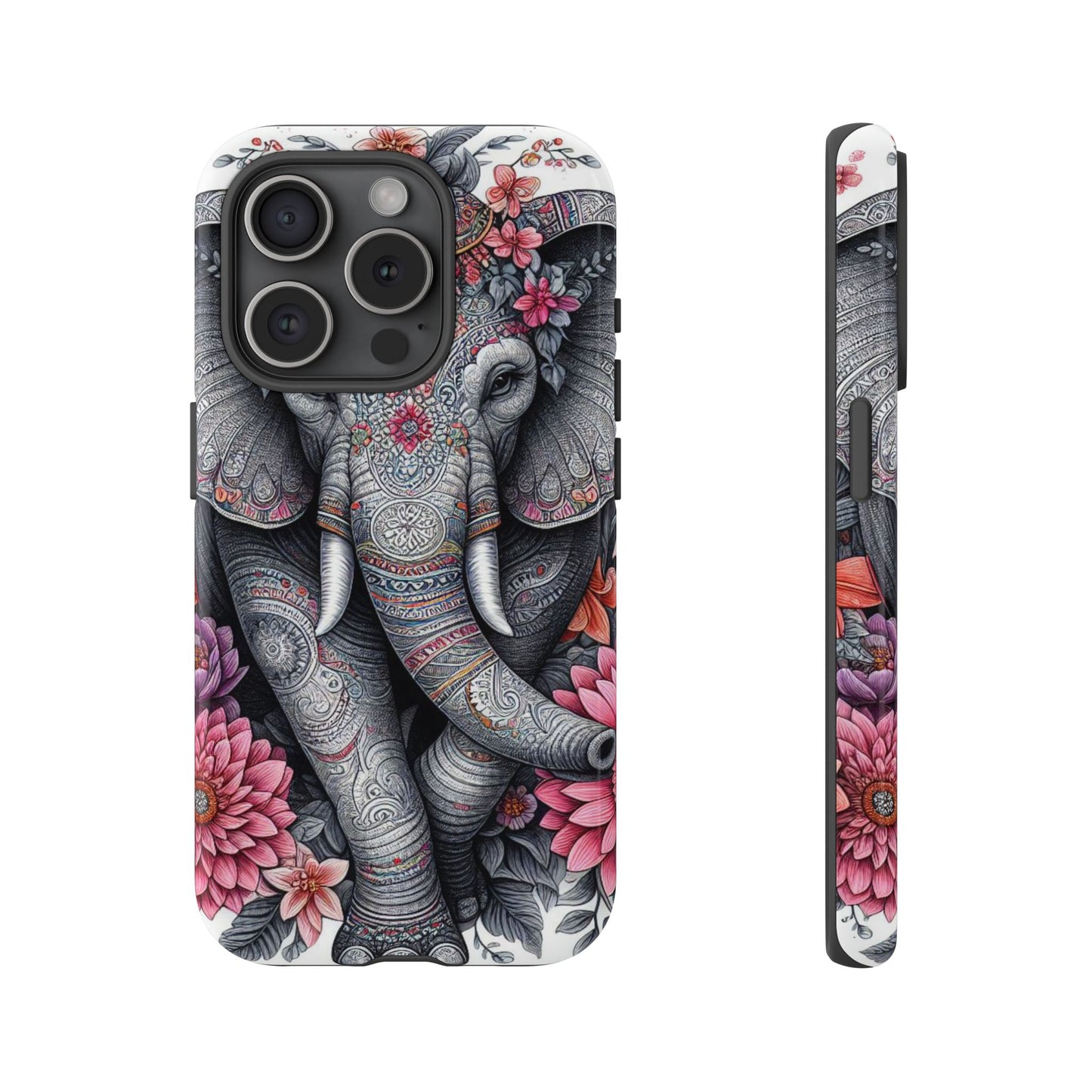 Bohemian Floral Elephant Mobile Cover – Intricate Mandala Art