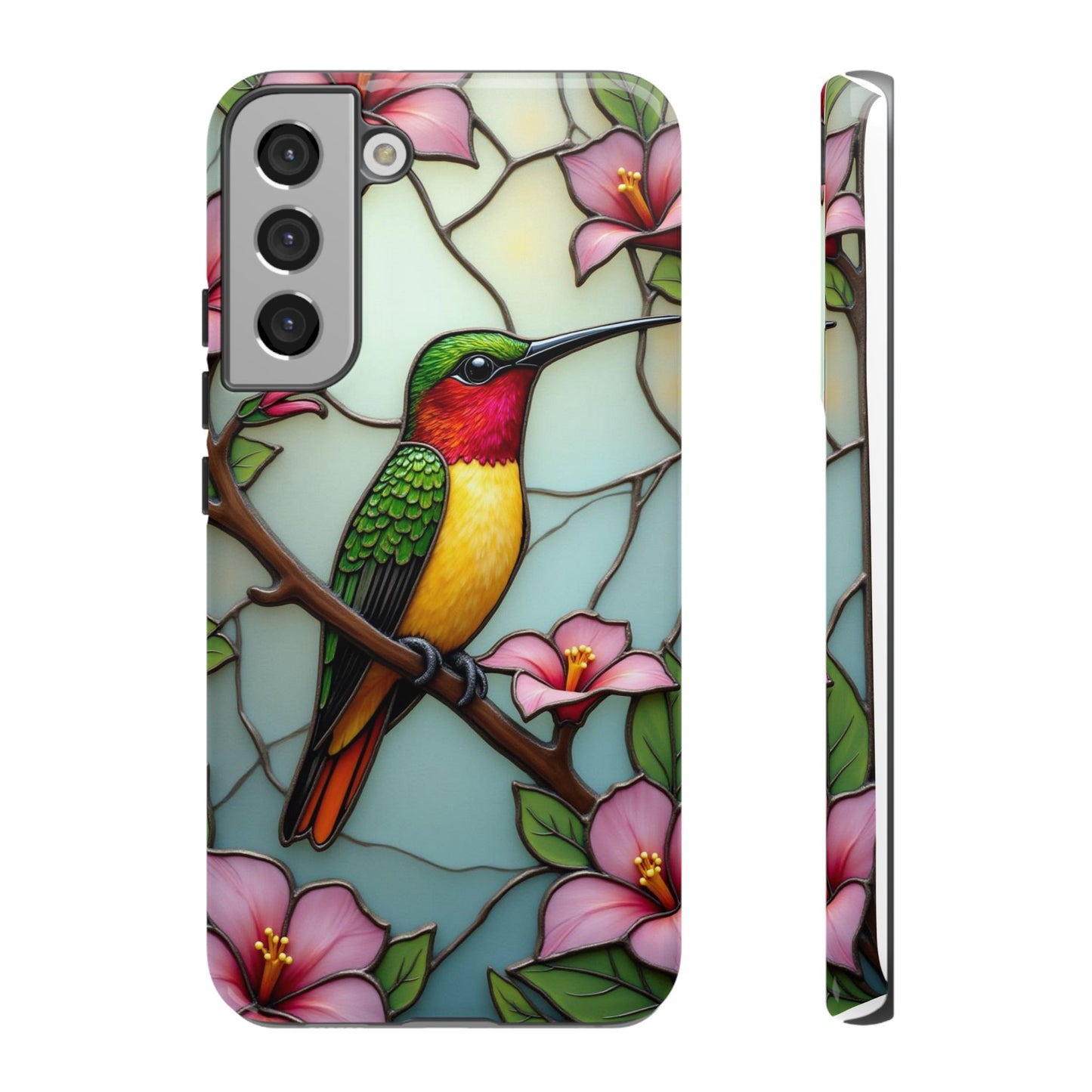 Elegant Hummingbird with Floral Mosaic | Artistic Nature Design