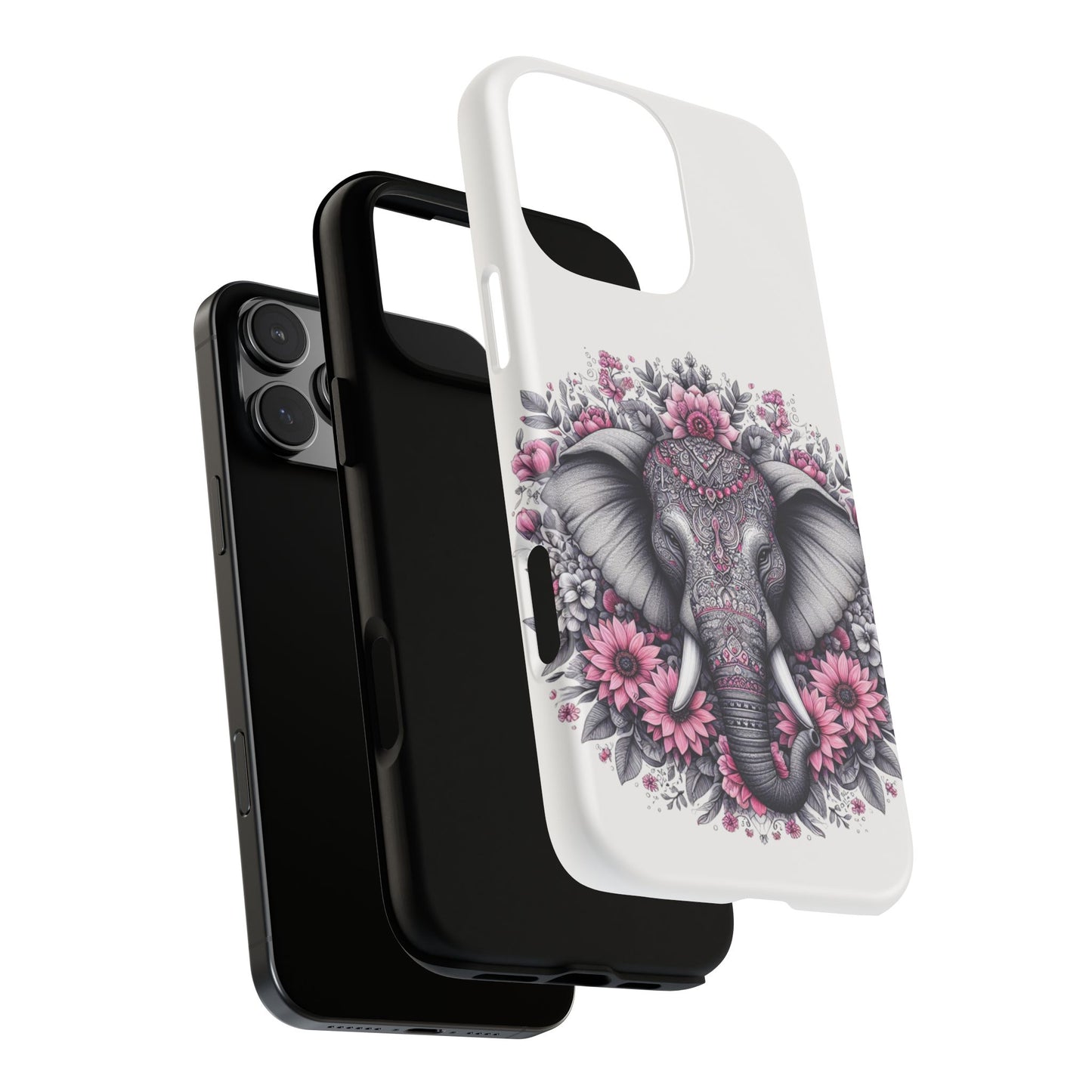 Intricate Floral Elephant Mobile Cover – Mandala-Inspired Boho Art