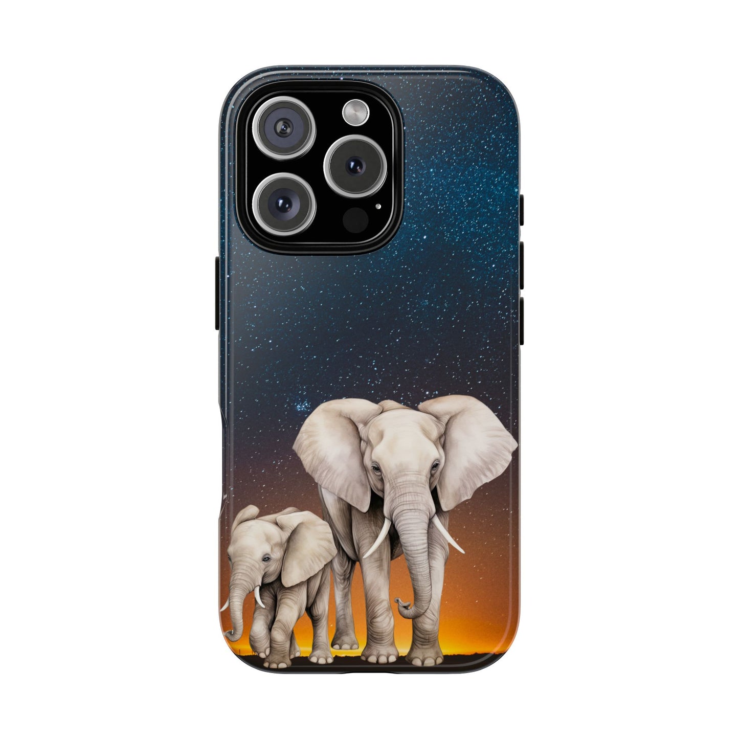 Starry Safari Elephant Family Mobile Cover – Cosmic Wildlife Aesthetic