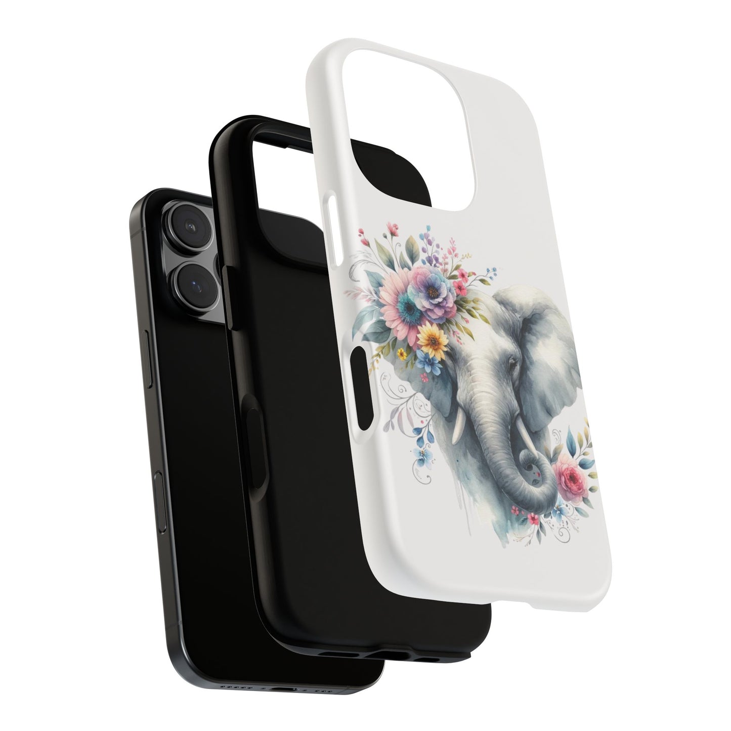 Floral Elephant Mobile Cover – Elegant Watercolor Art