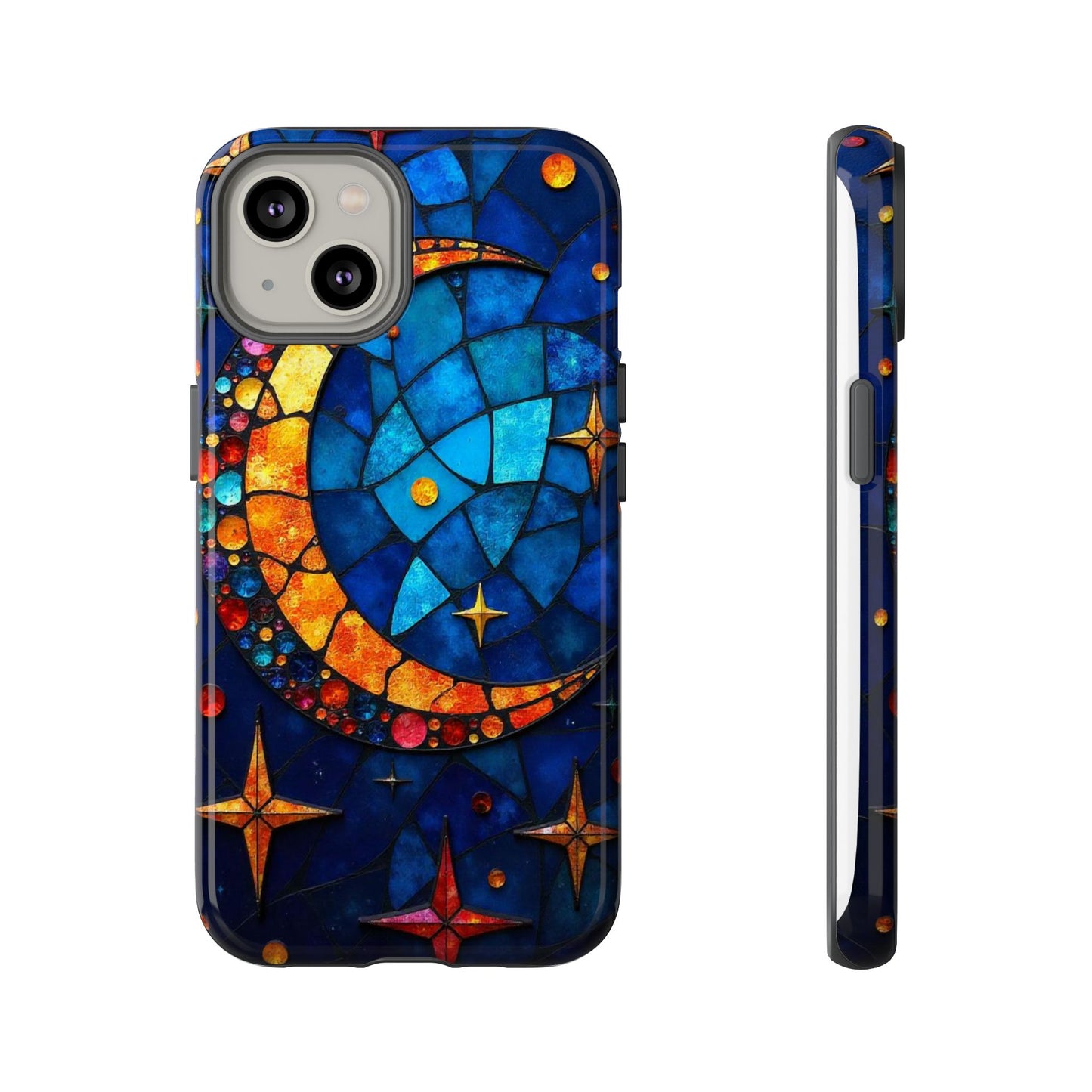 Celestial Crescent: Moon and Stars in Color