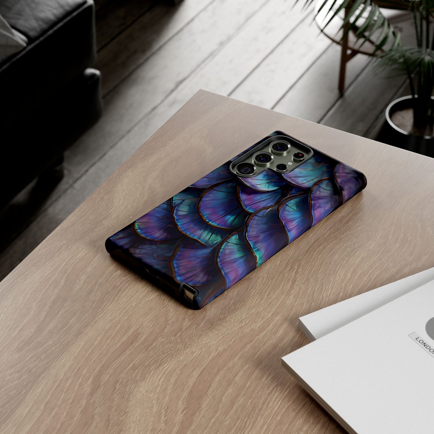 Abstract Macro Shot of Iridescent Butterfly Fish Scales Phone Case Design