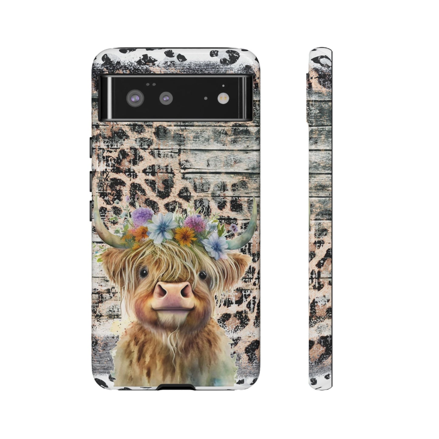 Leopard Print Heifer Phone Case - iPhone, Samsung & Google Pixel Cover - Artistic Cow Phone Case, Animal Lover Gift