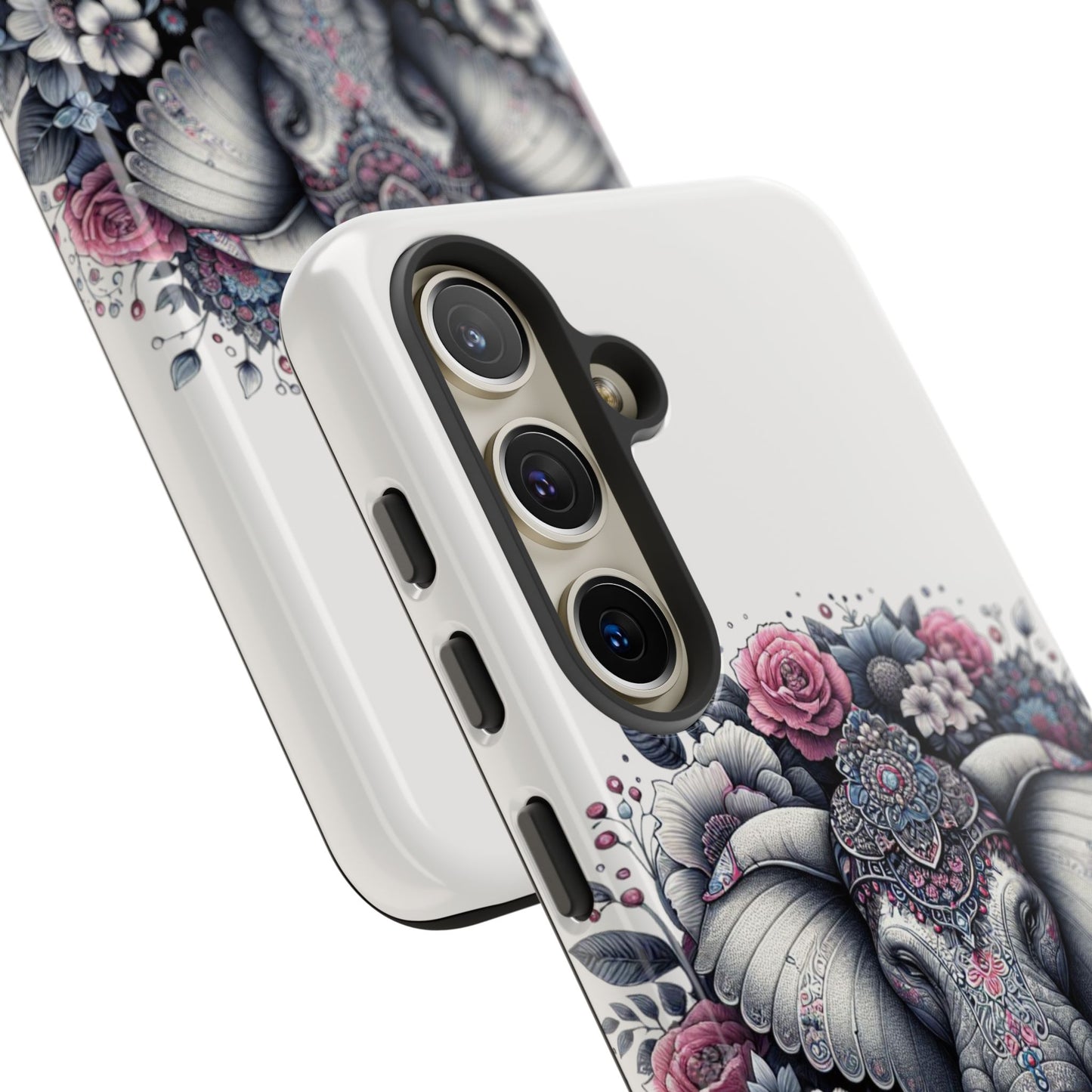 Ornate Floral Elephant Mobile Cover – Elegant Bohemian Art