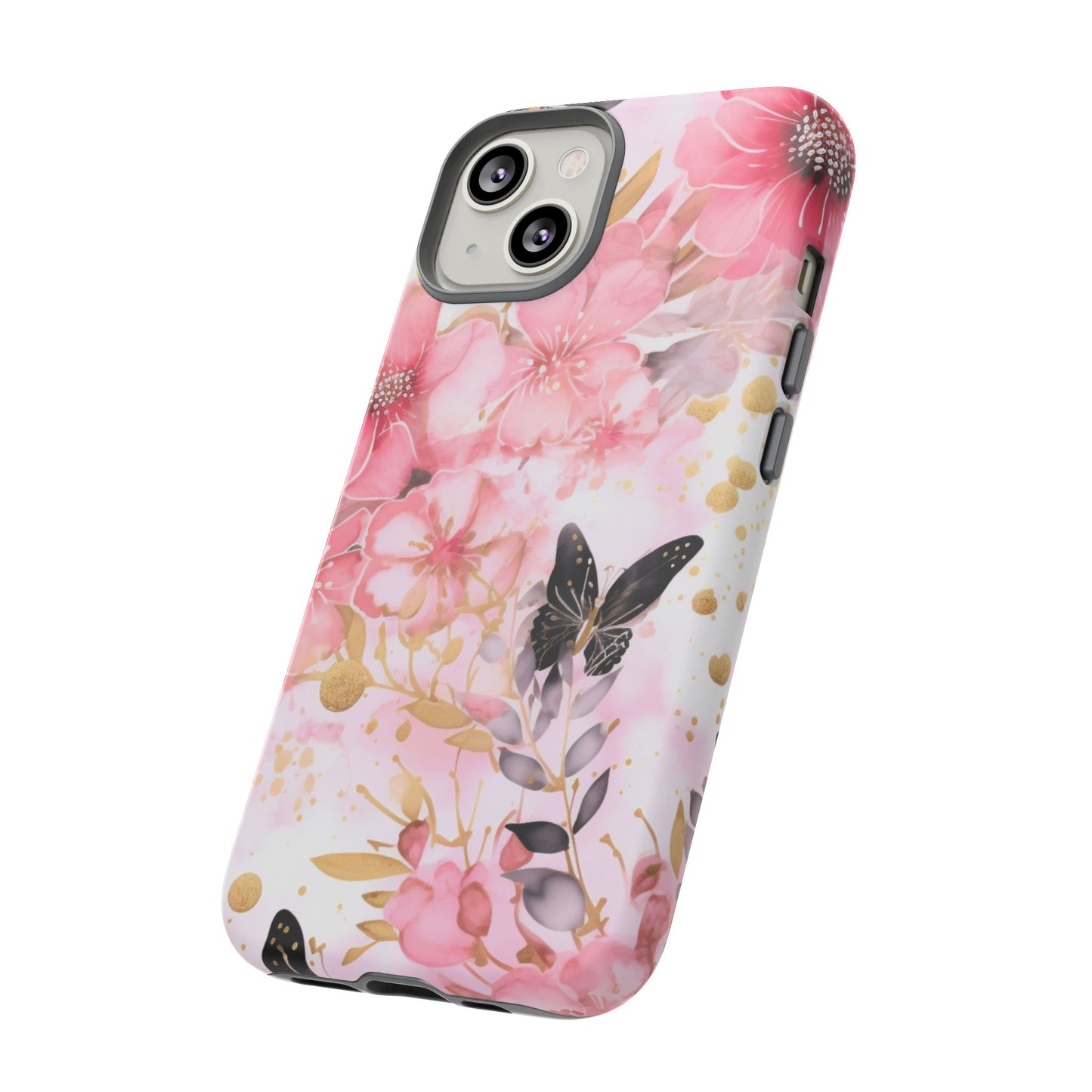 Pink Blossom & Gold Butterfly Mobile Case