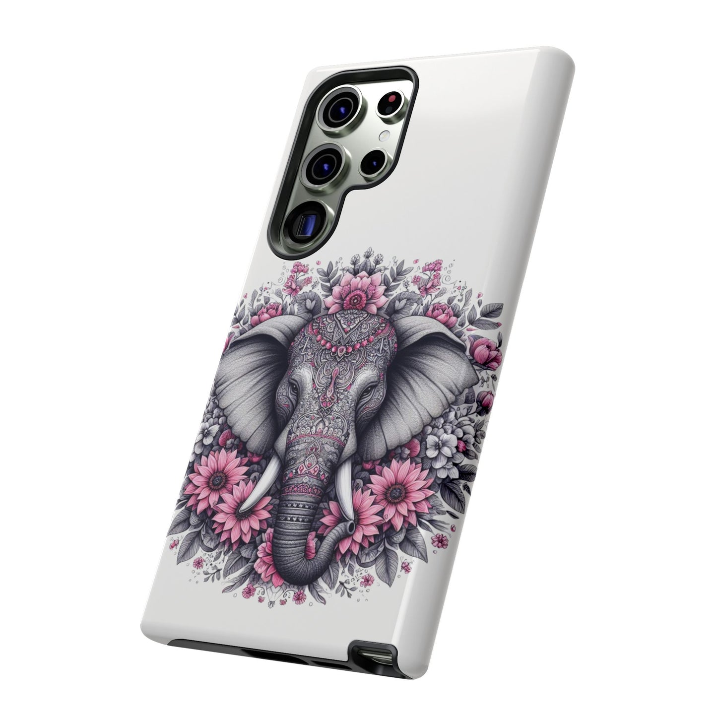 Intricate Floral Elephant Mobile Cover – Mandala-Inspired Boho Art