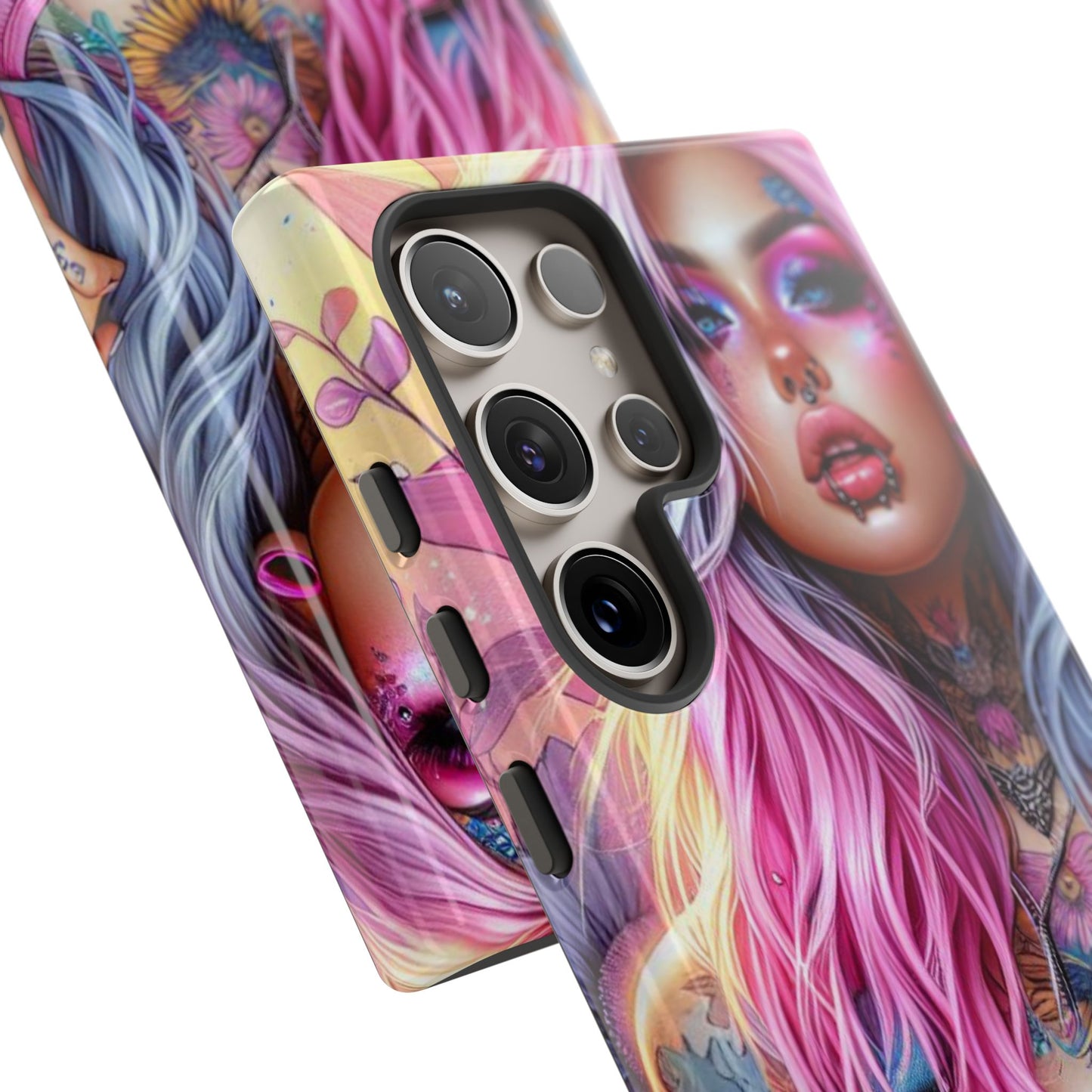 Sunset Glow – Pastel Punk & Floral Ink Mobile Cover