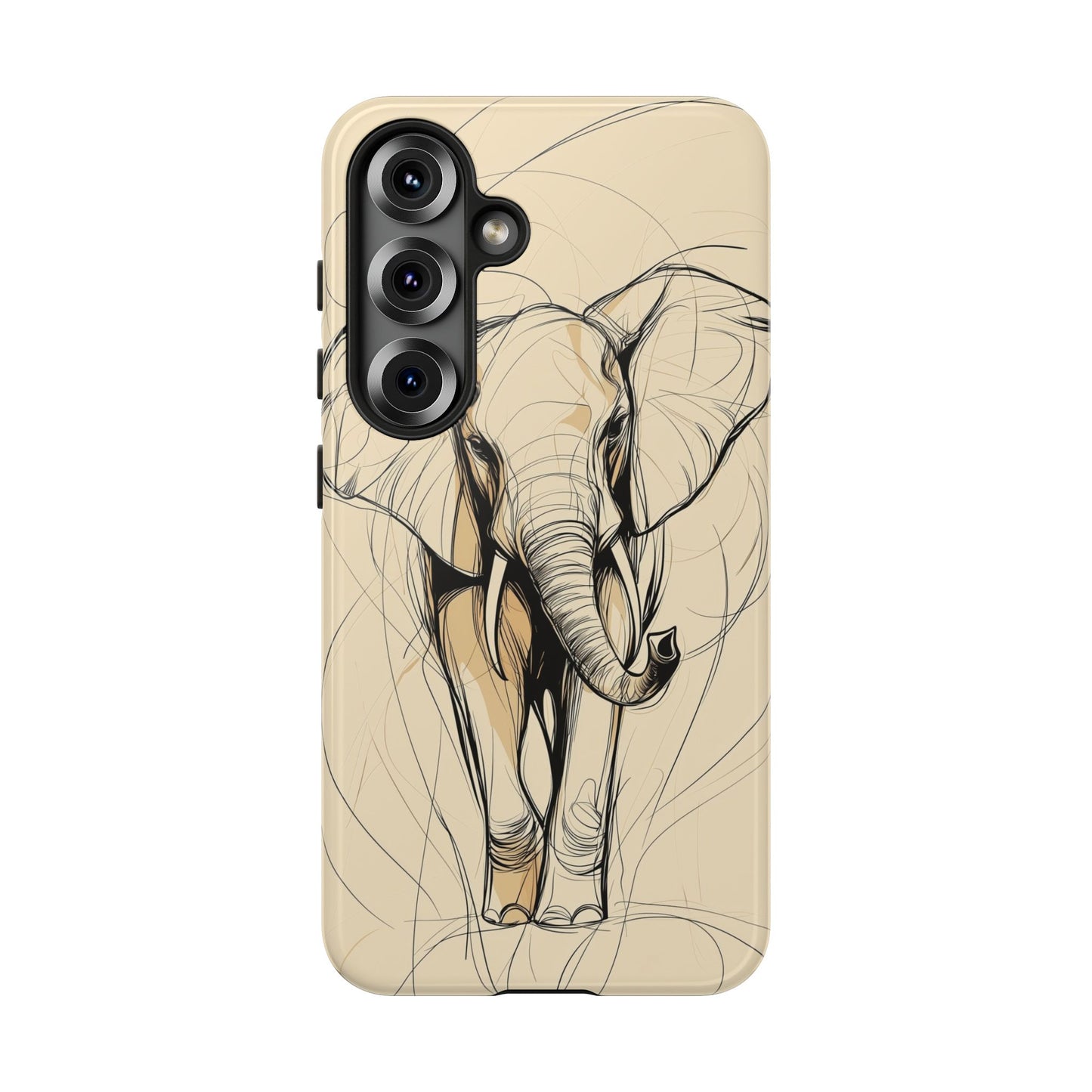 Majestic March: Dynamic Elephant Line Art Phone Case for iPhone, Samsung & Pixel