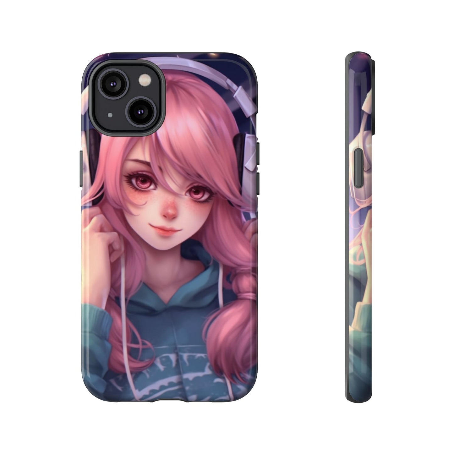 Anime Music Girl Phone Case - Cute Aesthetic Cover for iPhone, Samsung & Google Pixel, Girly Phone Case, Kawaii Lover Gift