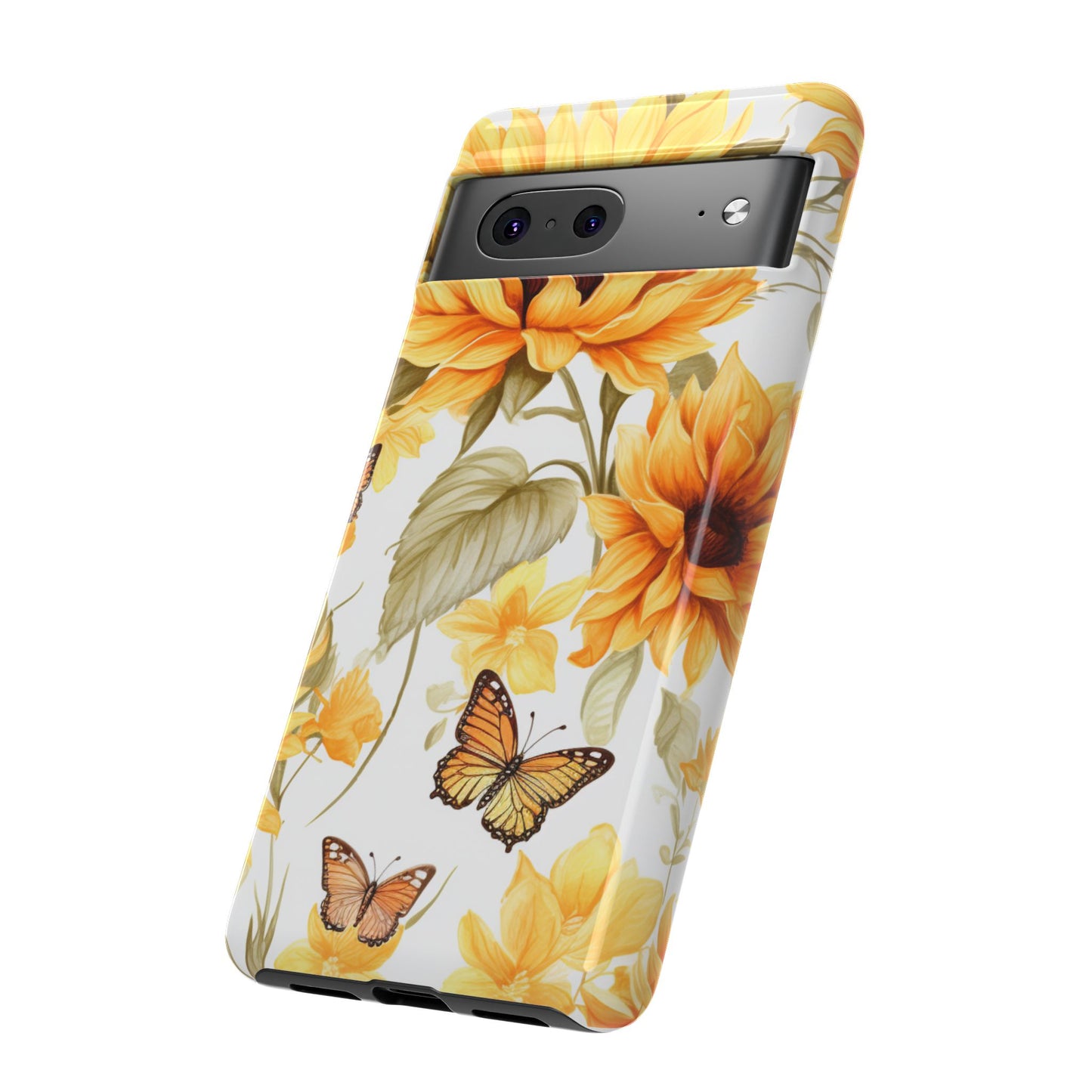 Golden Sunflower & Butterfly Phone Case – Warm & Elegant