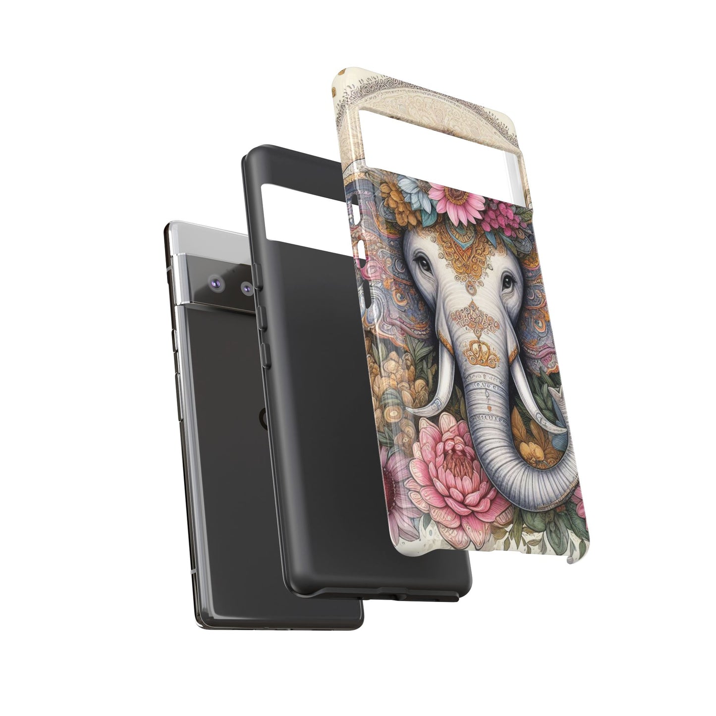 Elegant Floral Elephant Mobile Cover – Royal Mandala Art