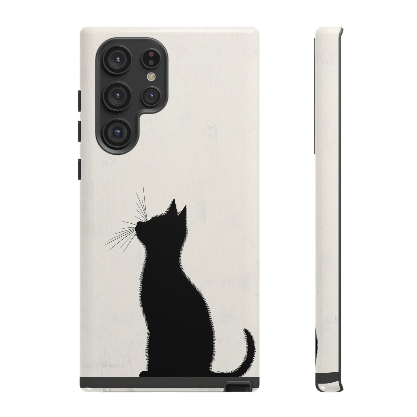 Silent Gaze: Minimalist Black Cat Phone Case for iPhone, Samsung & Pixel
