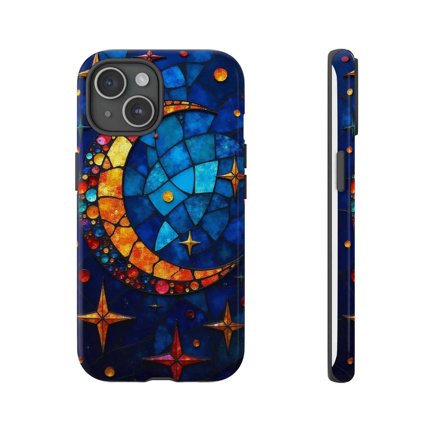 Celestial Crescent: Moon and Stars in Color