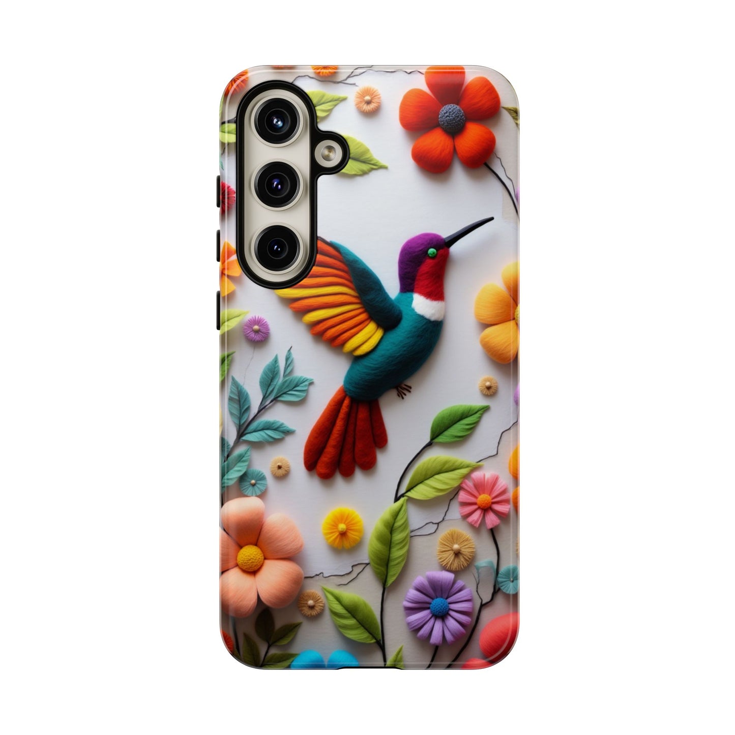Embroidered Hummingbird with Floral Design | Nature's Elegant Stitch | iPhone 16 Pro