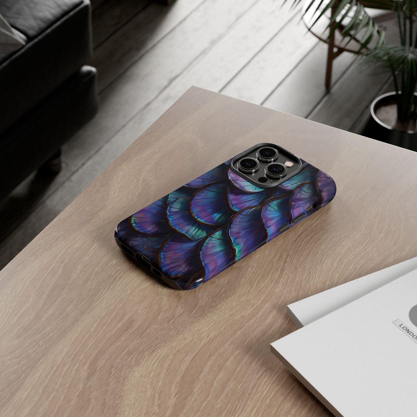 Abstract Macro Shot of Iridescent Butterfly Fish Scales Phone Case Design