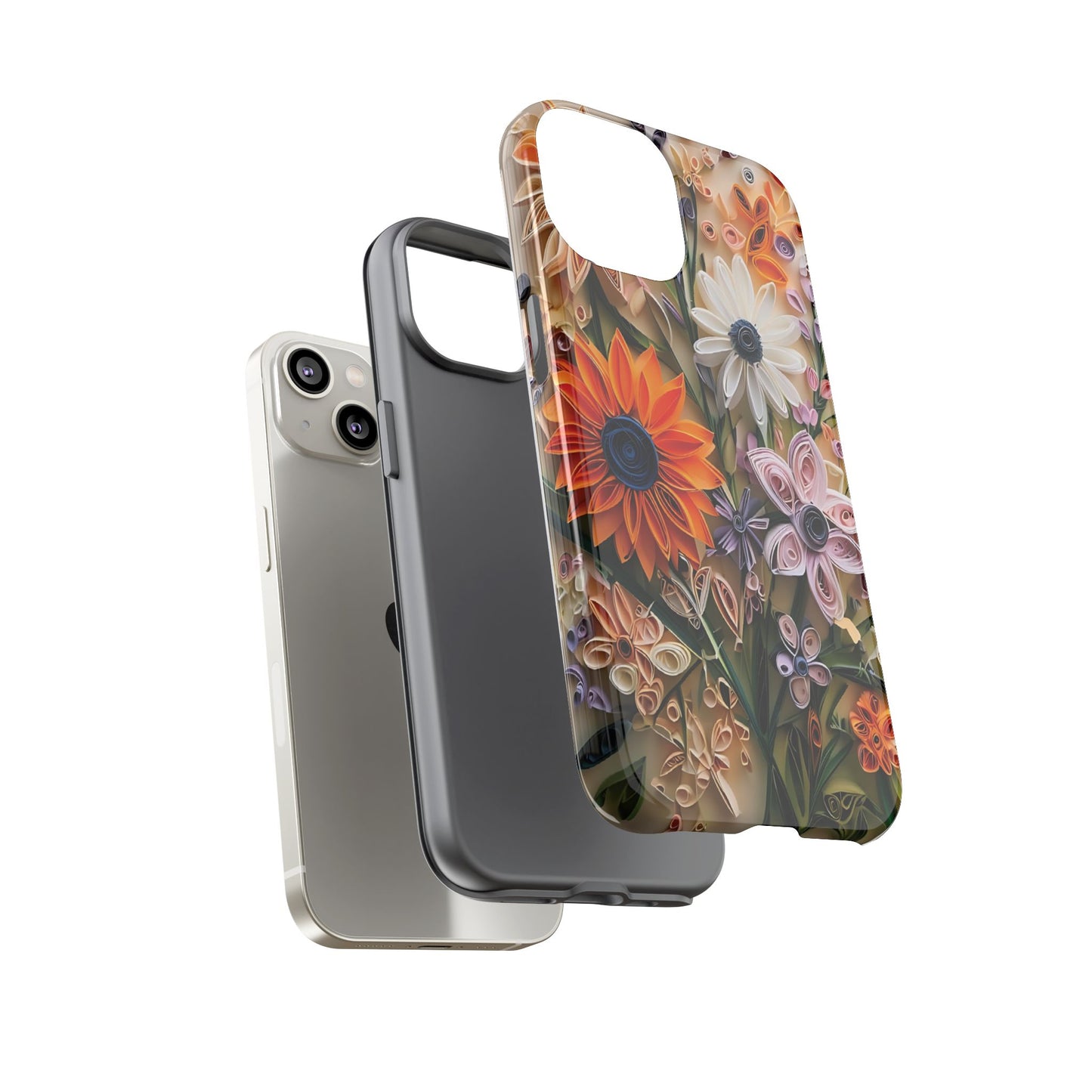 Intricate Quilled Floral Artwork In Vibrant Colors phone case design.