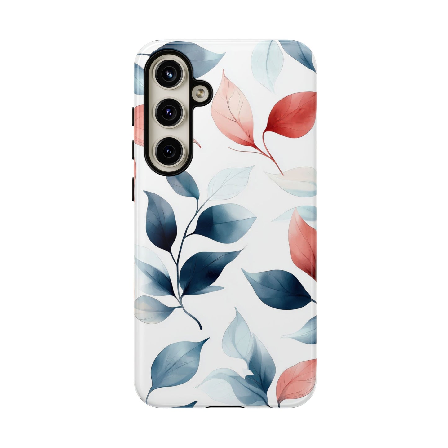 Blush & Blue Botanical Leaves Phone Case | Soft Nature-Inspired Design for iPhone, Pixel & Samsung