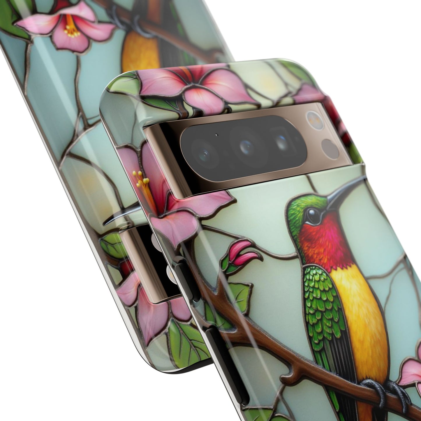 Elegant Hummingbird with Floral Mosaic | Artistic Nature Design