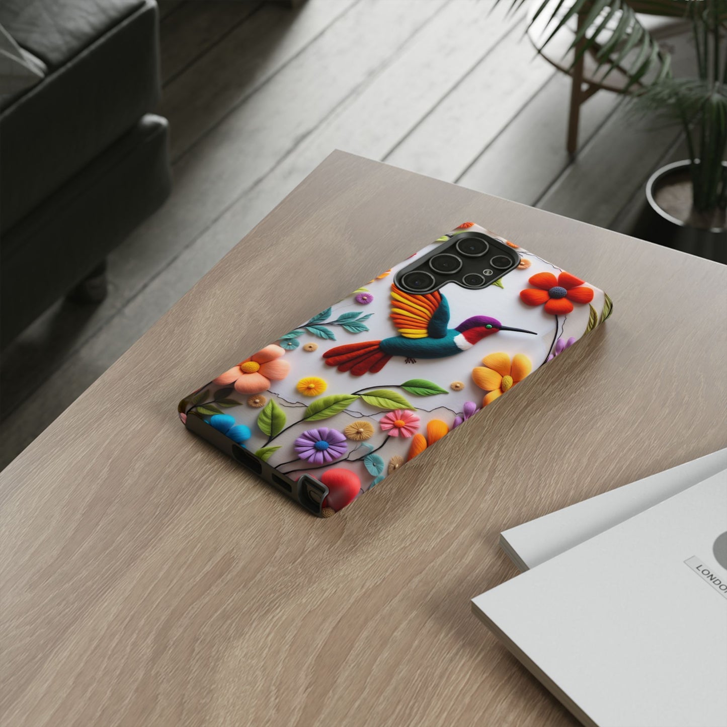 Embroidered Hummingbird with Floral Design | Nature's Elegant Stitch | iPhone 16 Pro