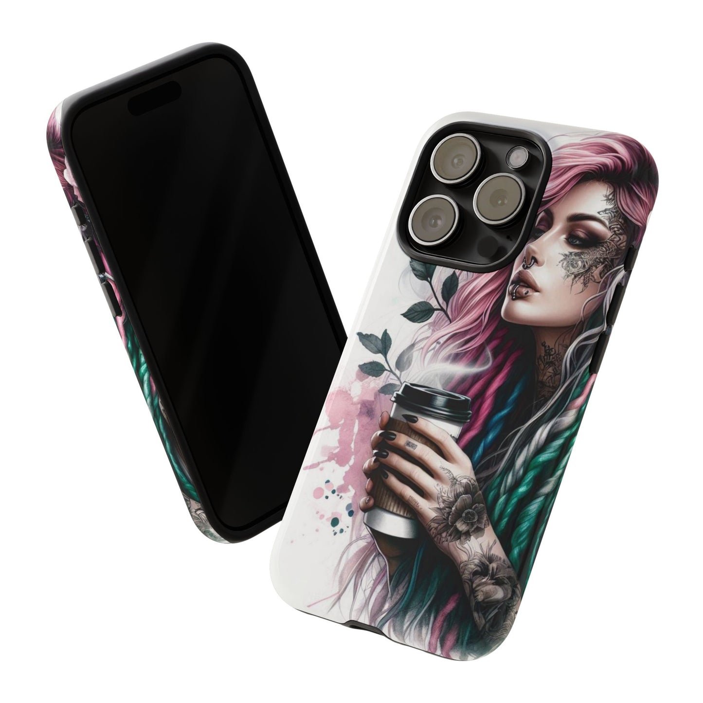 Boho Rebel – Vibrant Dreadlocks & Tattooed Coffee Lover Mobile Cover