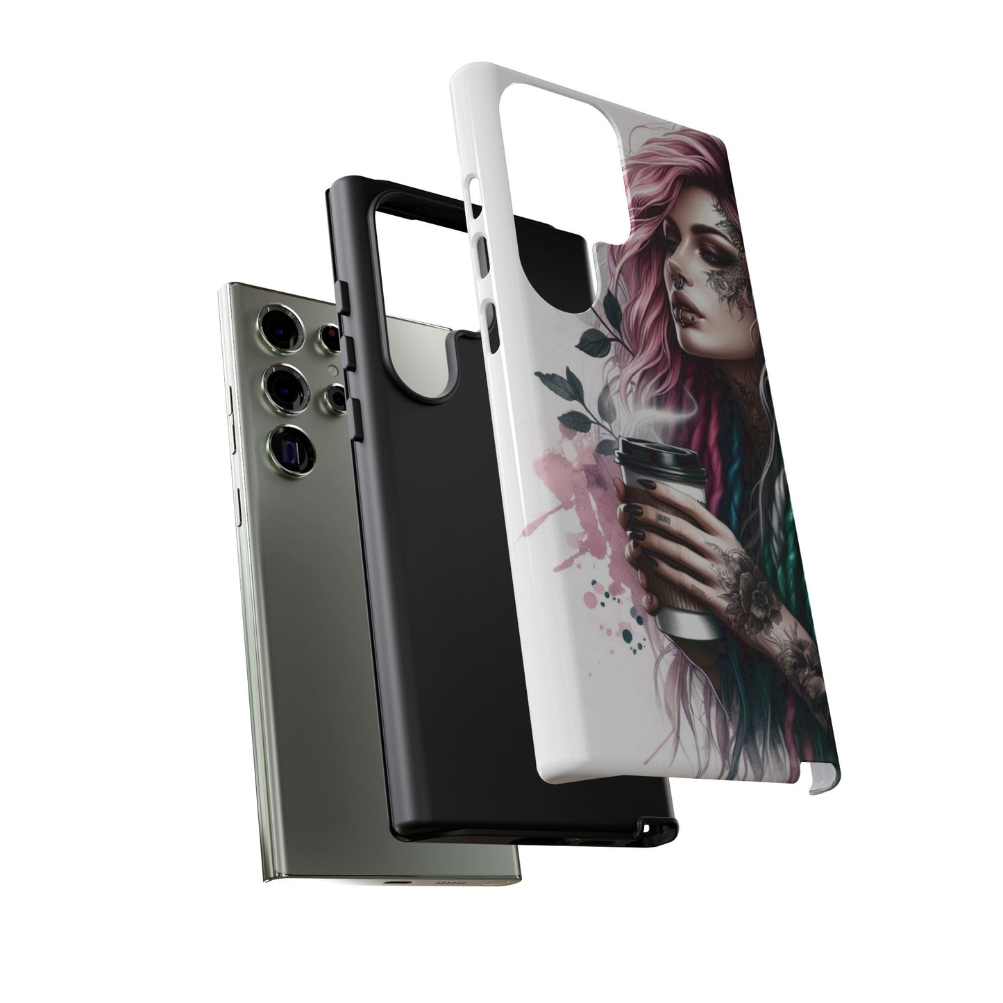 Boho Rebel – Vibrant Dreadlocks & Tattooed Coffee Lover Mobile Cover
