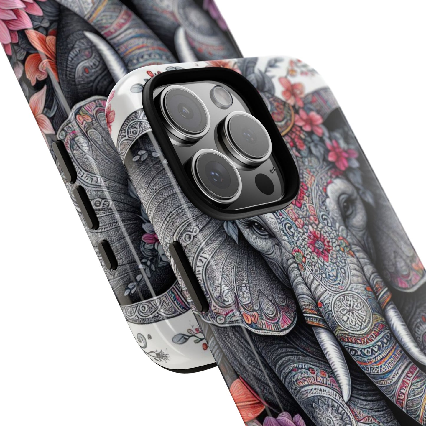 Bohemian Floral Elephant Mobile Cover – Intricate Mandala Art