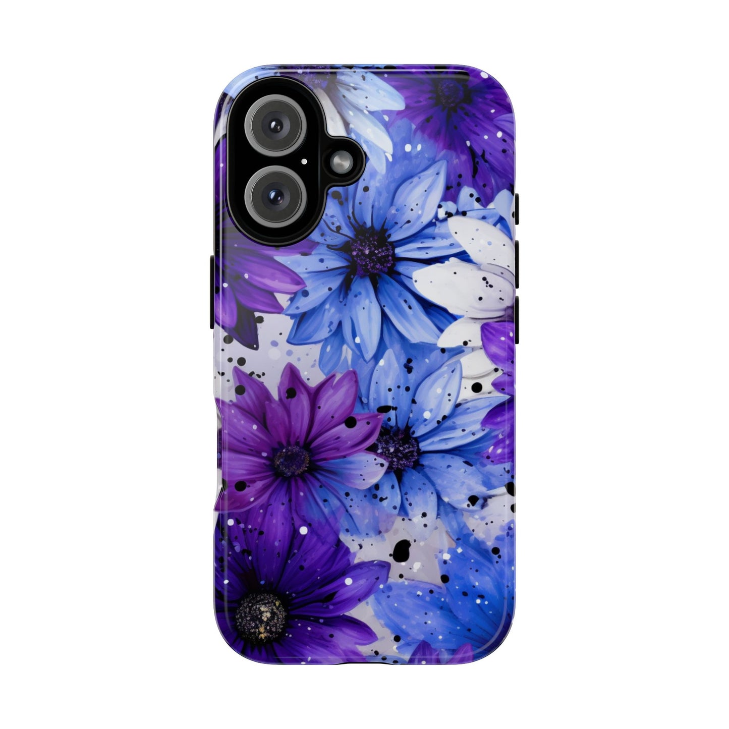 Blue & Purple Floral Splash Mobile Cover – Elegant Artistic Flowers