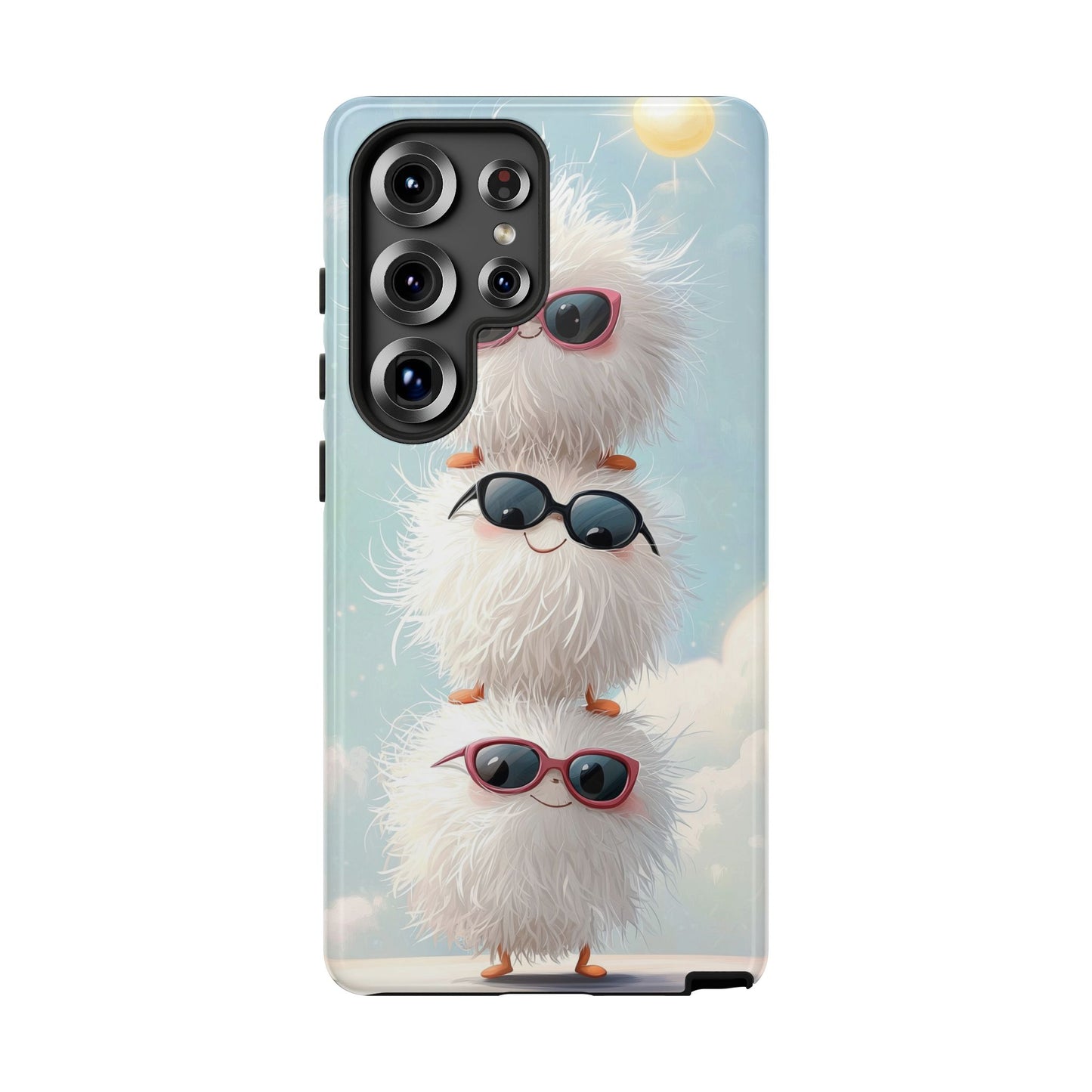Fluffy Anime Phone Case – Cute Kawaii Fuzzy Creatures, Aesthetic Pastel Art, Soft Cloudy Background, iPhone, Samsung & Google Pixel Case