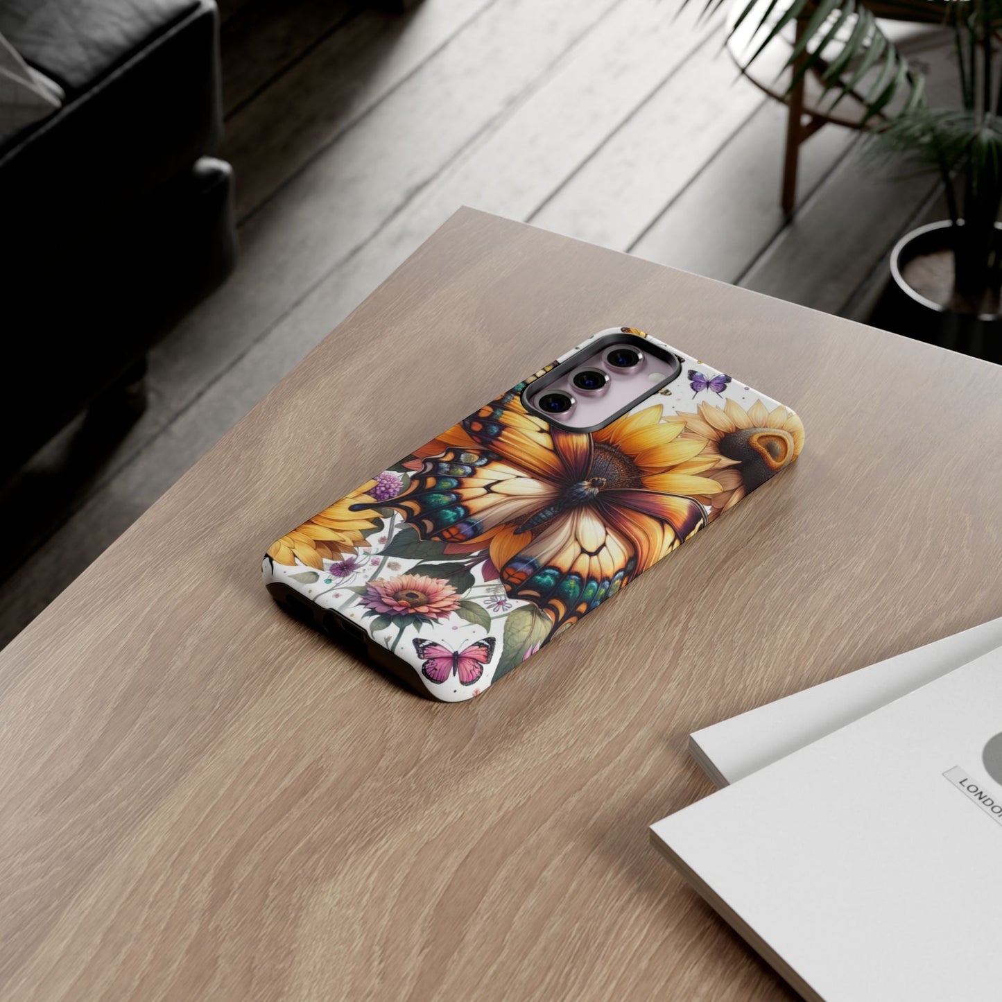 Golden Wings – Sunflower & Butterfly Wonderland Mobile Cover