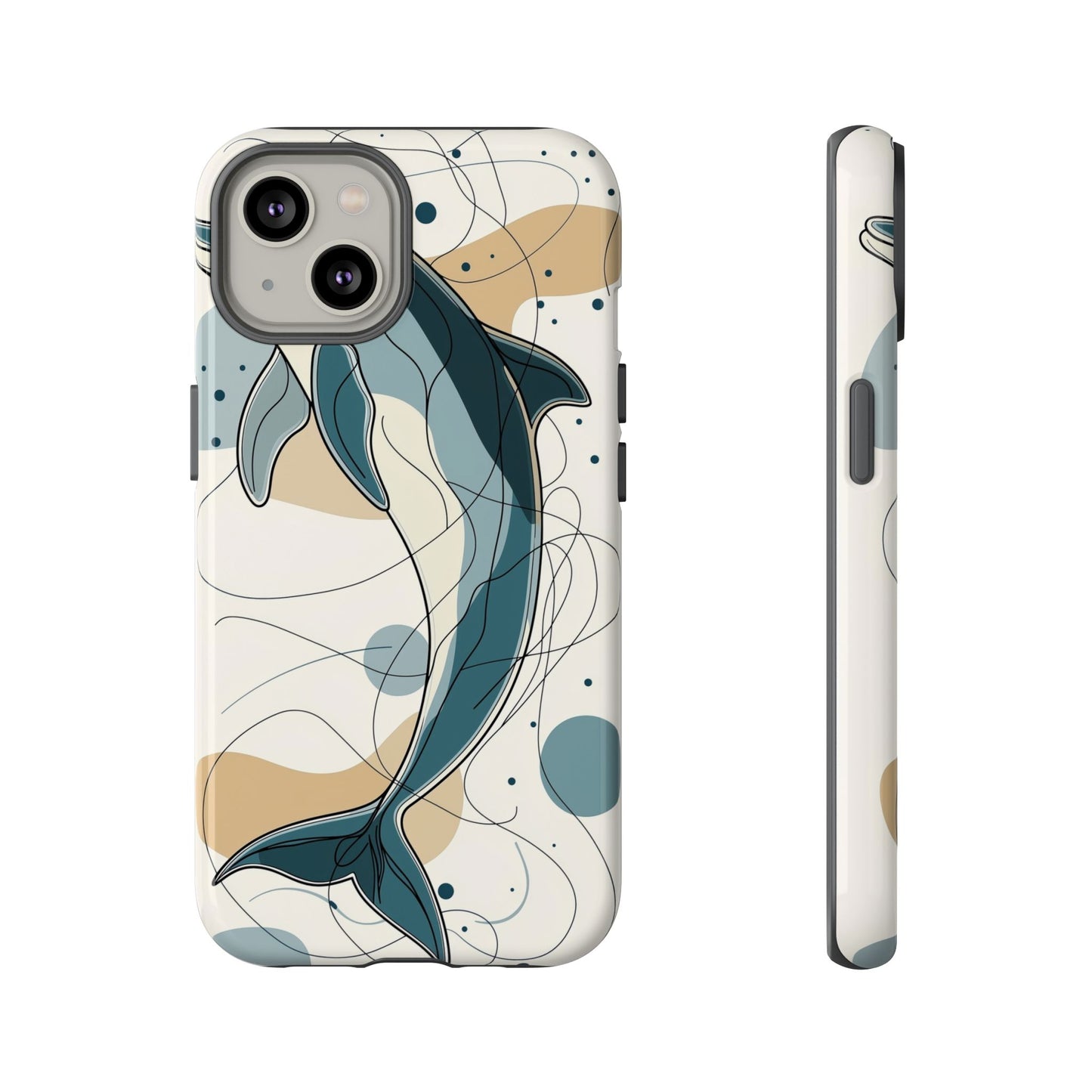 Ocean Whimsy: Abstract Dolphin Splash Phone Case for iPhone, Samsung & Pixel