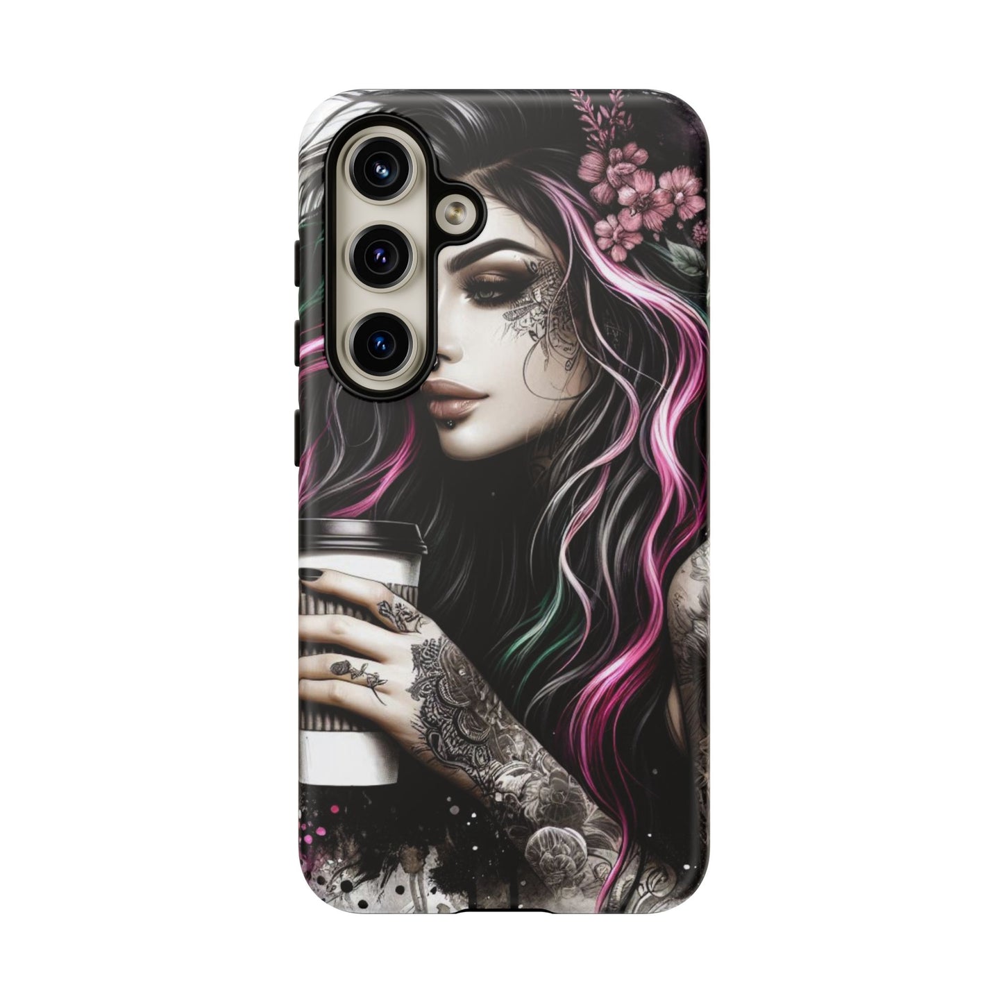 Tattooed Serenity – Gothic Coffee Lover Mobile Cover