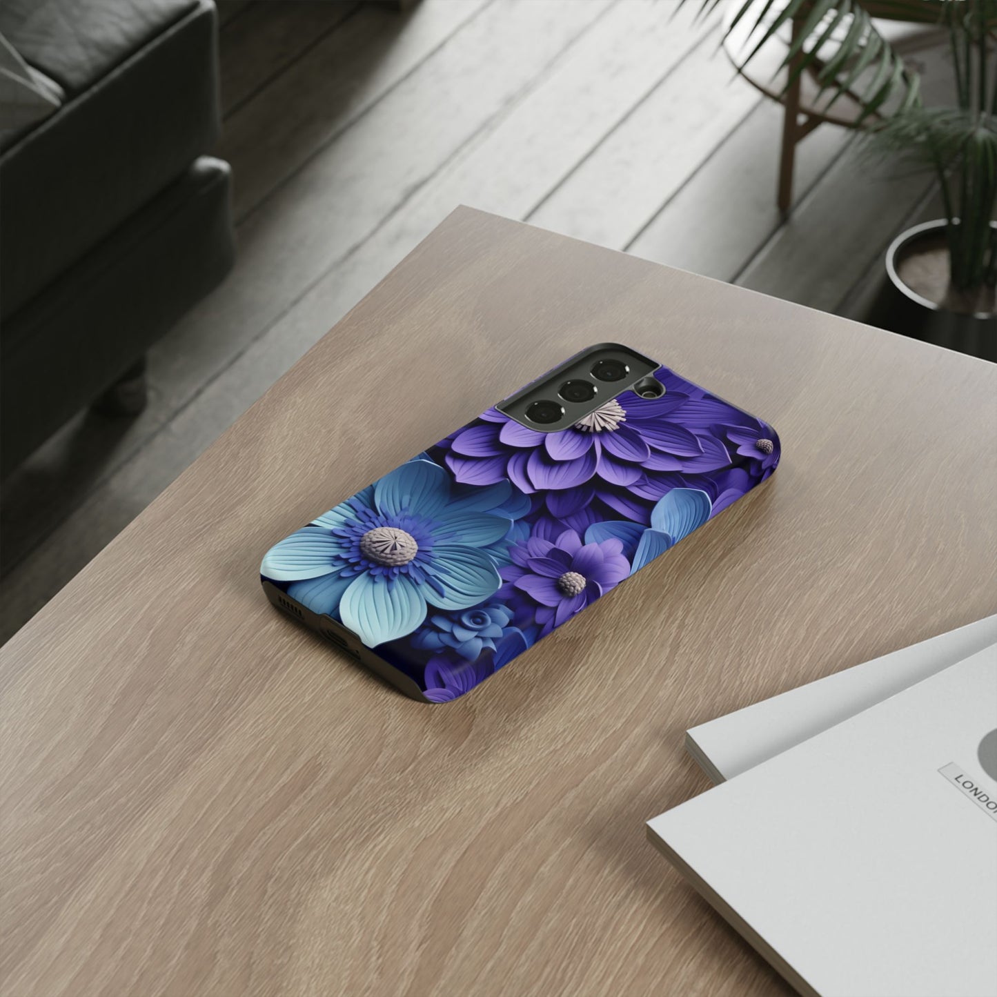 Royal Blue Floral Phone Case – Elegant & Luxurious Design