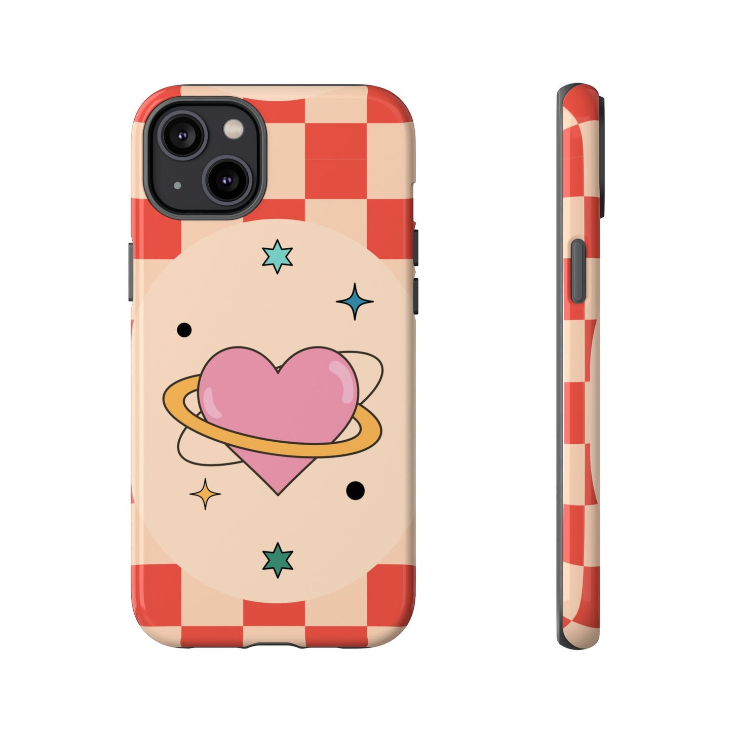 Retro Heart Tile Phone Case – Vintage Aesthetic Cover for iPhone, Samsung & Google Pixel