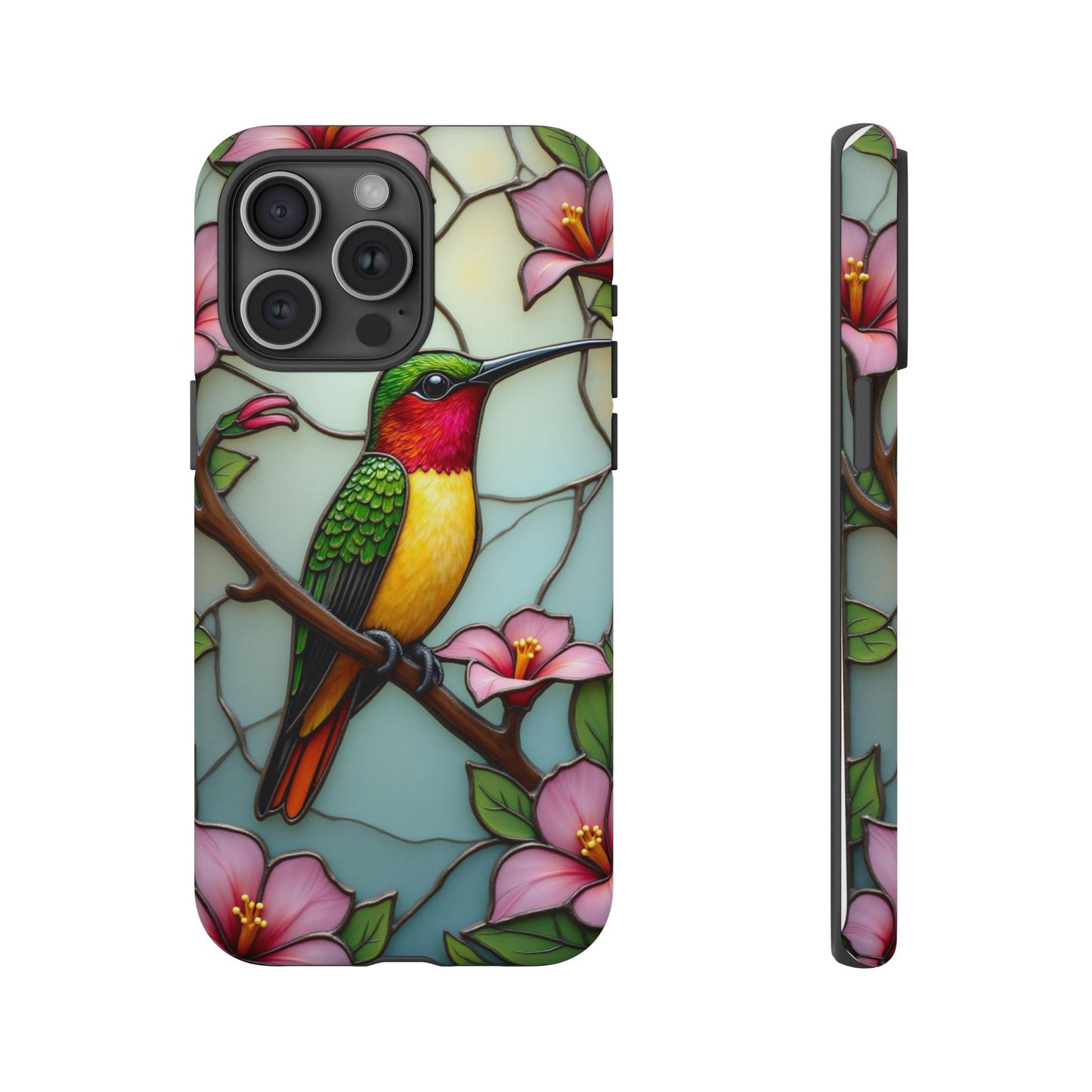 Elegant Hummingbird with Floral Mosaic | Artistic Nature Design