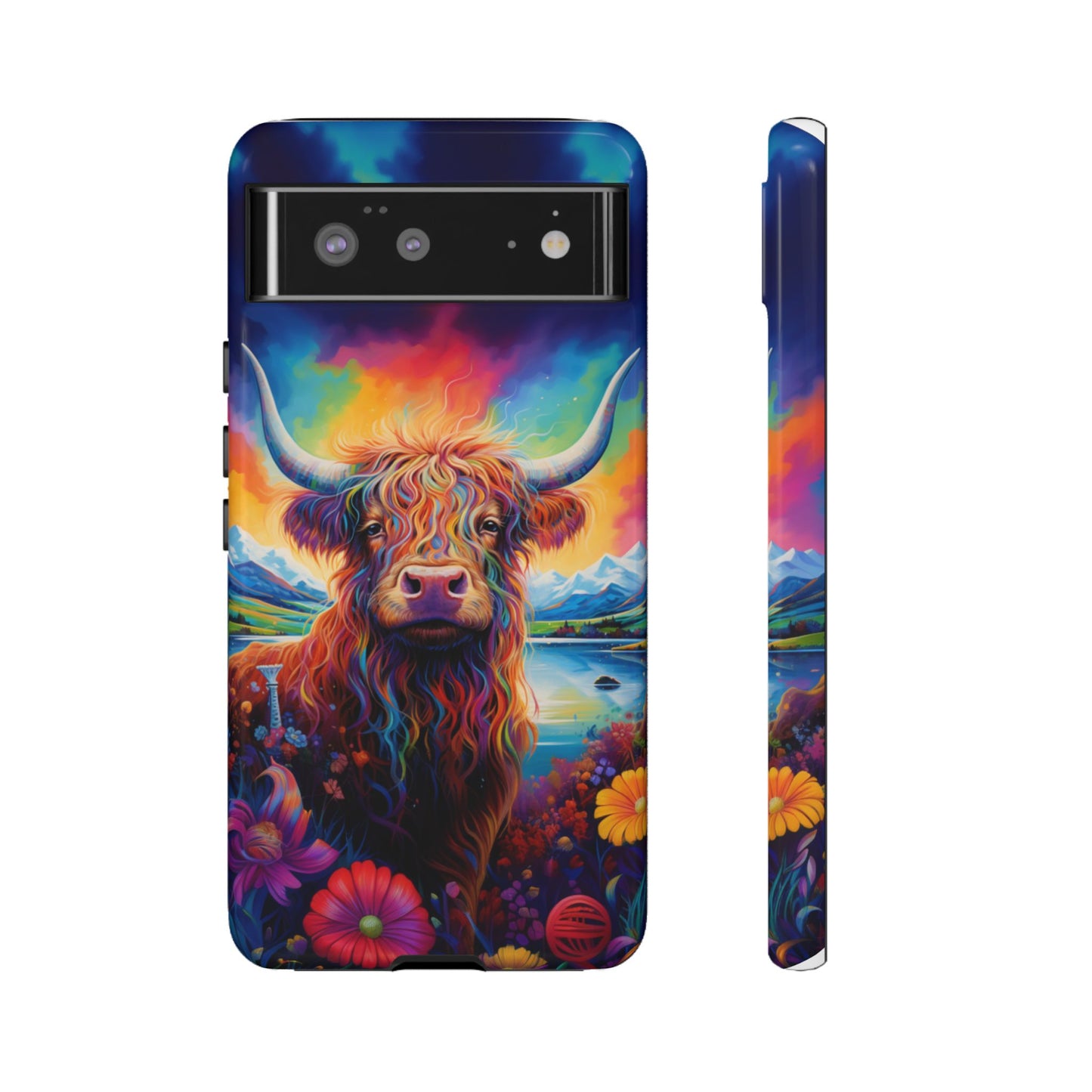 Grafitti Heifer Print Phone Case - iPhone, Samsung & Google Pixel Cover - Artistic Cow Phone Case, Animal Lover Gift