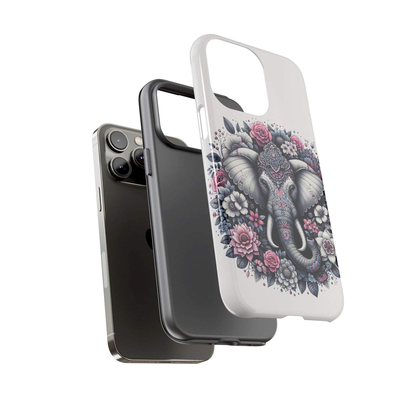 Ornate Floral Elephant Mobile Cover – Elegant Bohemian Art