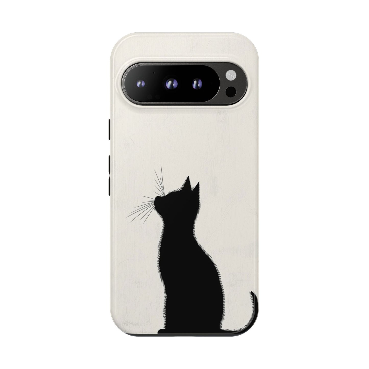 Silent Gaze: Minimalist Black Cat Phone Case for iPhone, Samsung & Pixel
