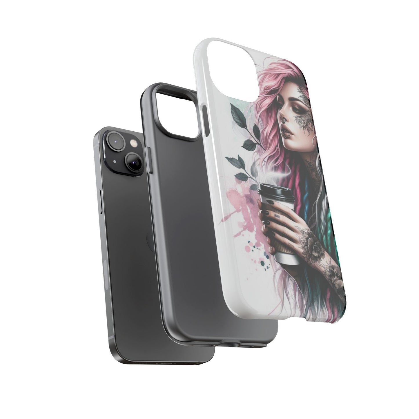 Boho Rebel – Vibrant Dreadlocks & Tattooed Coffee Lover Mobile Cover