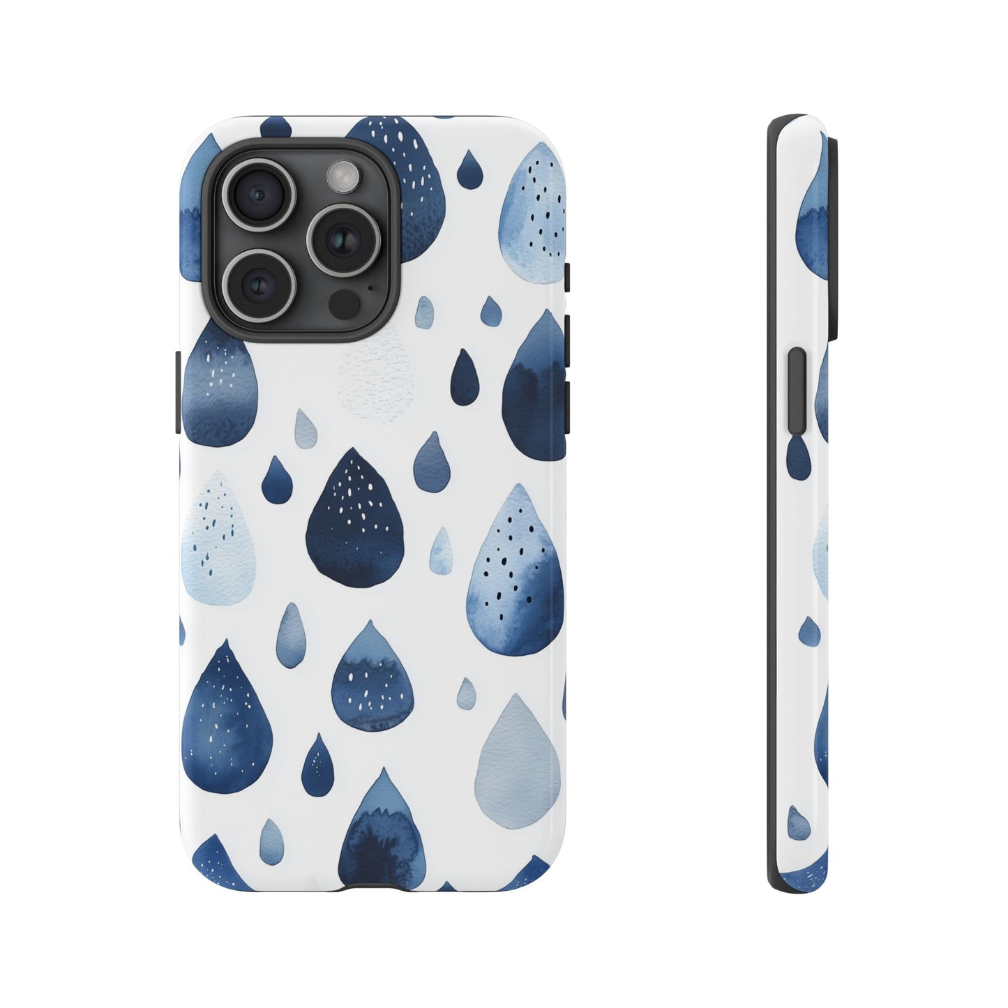 Indigo Rain Drops Watercolor Phone Case for iPhone, google Pixel & Samsung