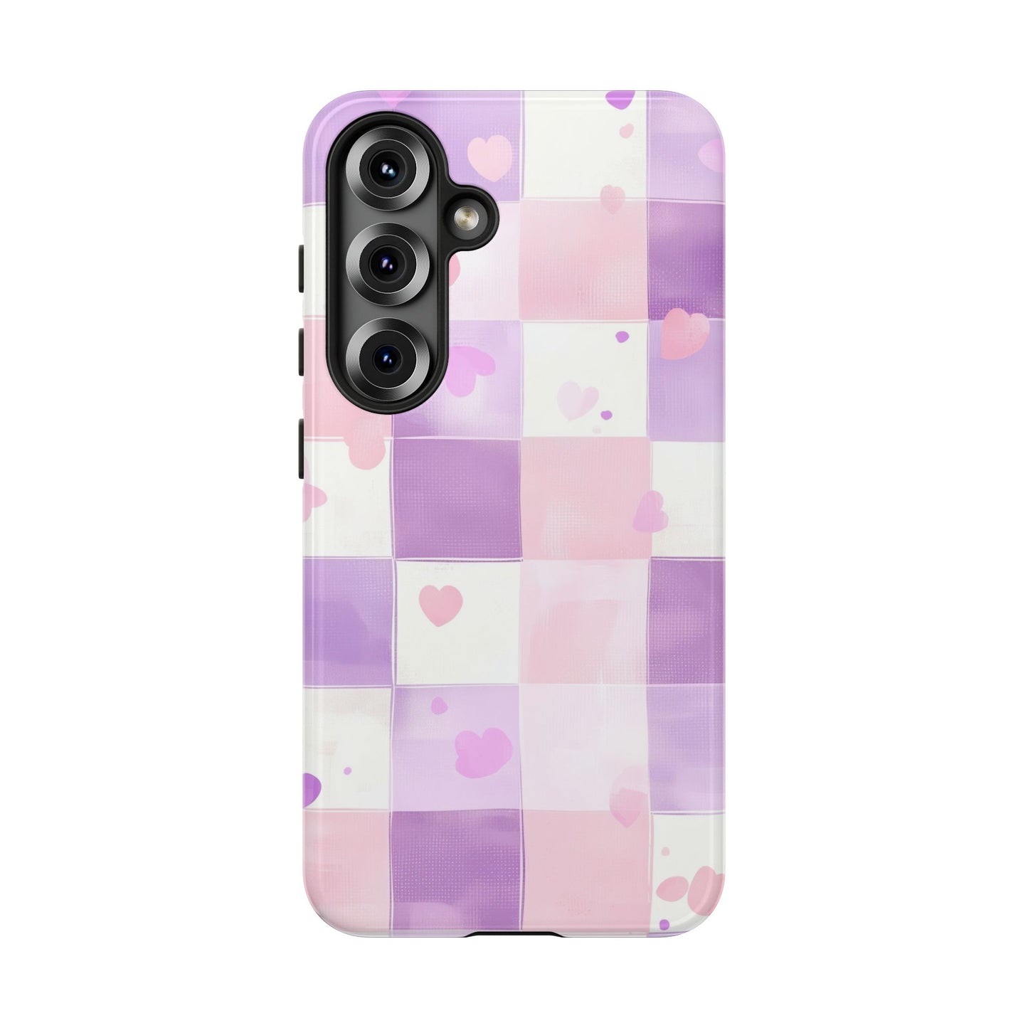 Kawaii Heart Gingham Phone Case for iPhone, Samsung, Google Pixel