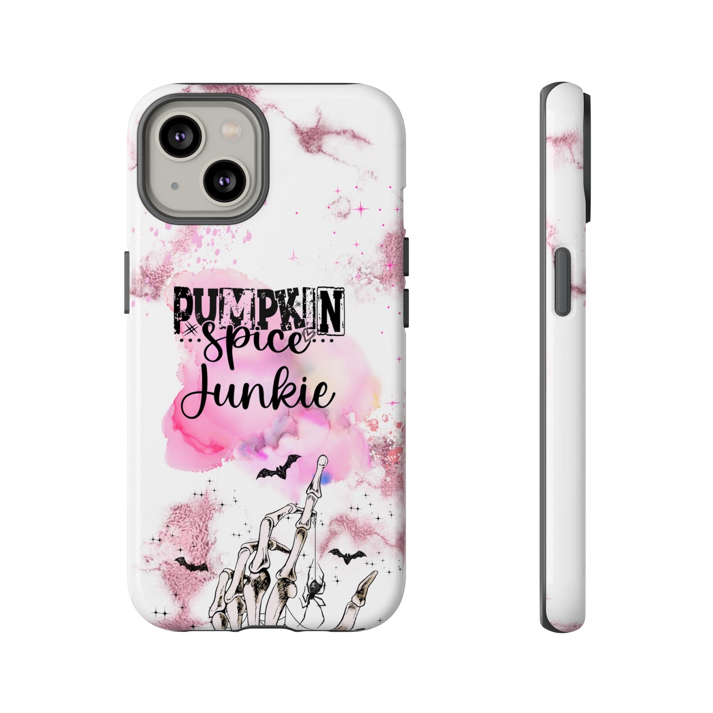 Pumpkin Spice Junkie Phone Case - Fall Aesthetic Cover for iPhone, Samsung & Google Pixel, Skeleton Hand Phone Case, Watercolor Phone Cover, Girly Phone Case