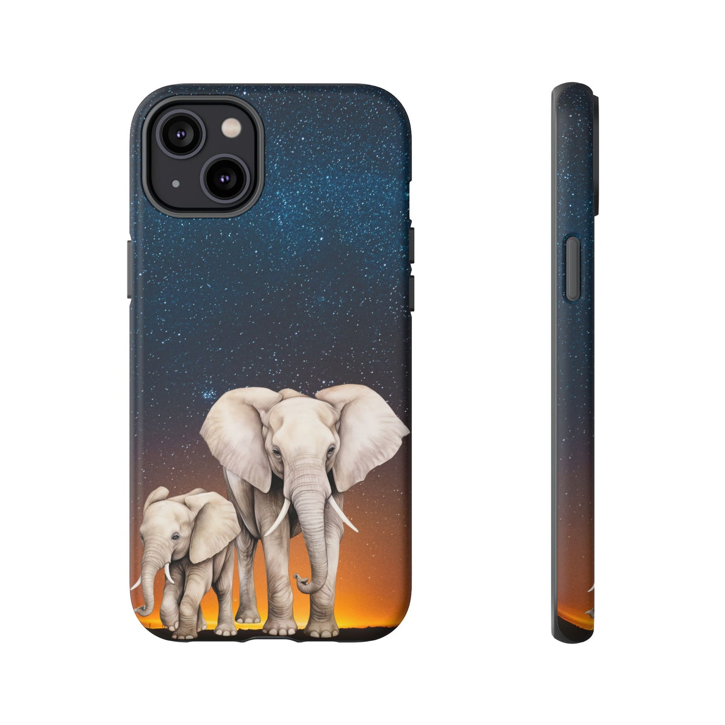 Starry Safari Elephant Family Mobile Cover – Cosmic Wildlife Aesthetic