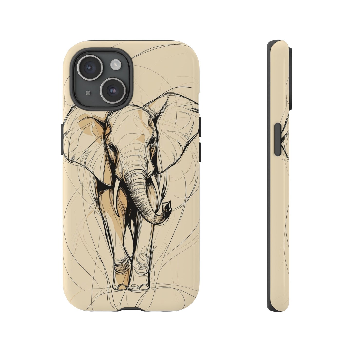 Majestic March: Dynamic Elephant Line Art Phone Case for iPhone, Samsung & Pixel