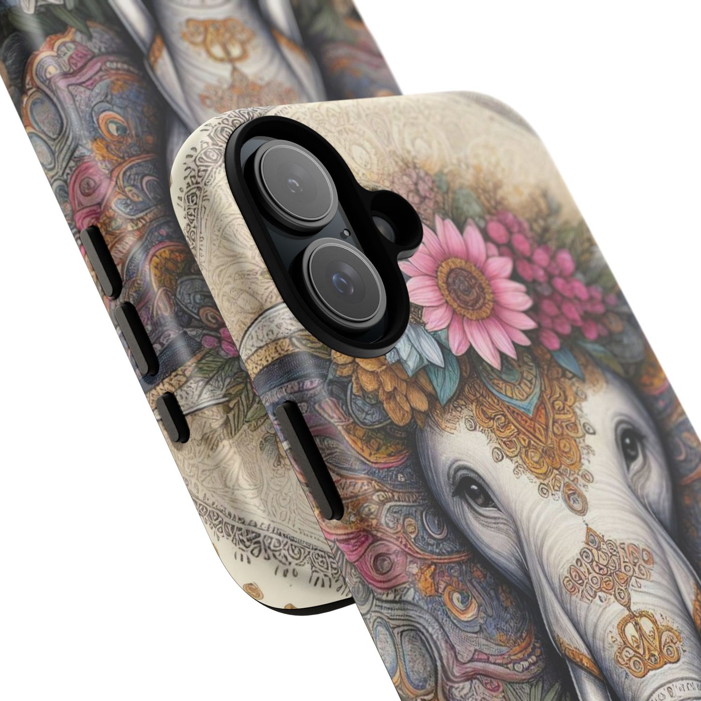 Elegant Floral Elephant Mobile Cover – Royal Mandala Art