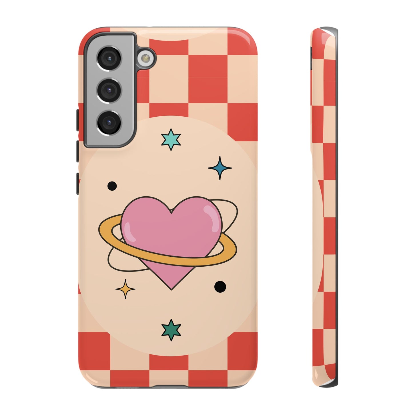 Retro Heart Tile Phone Case – Vintage Aesthetic Cover for iPhone, Samsung & Google Pixel