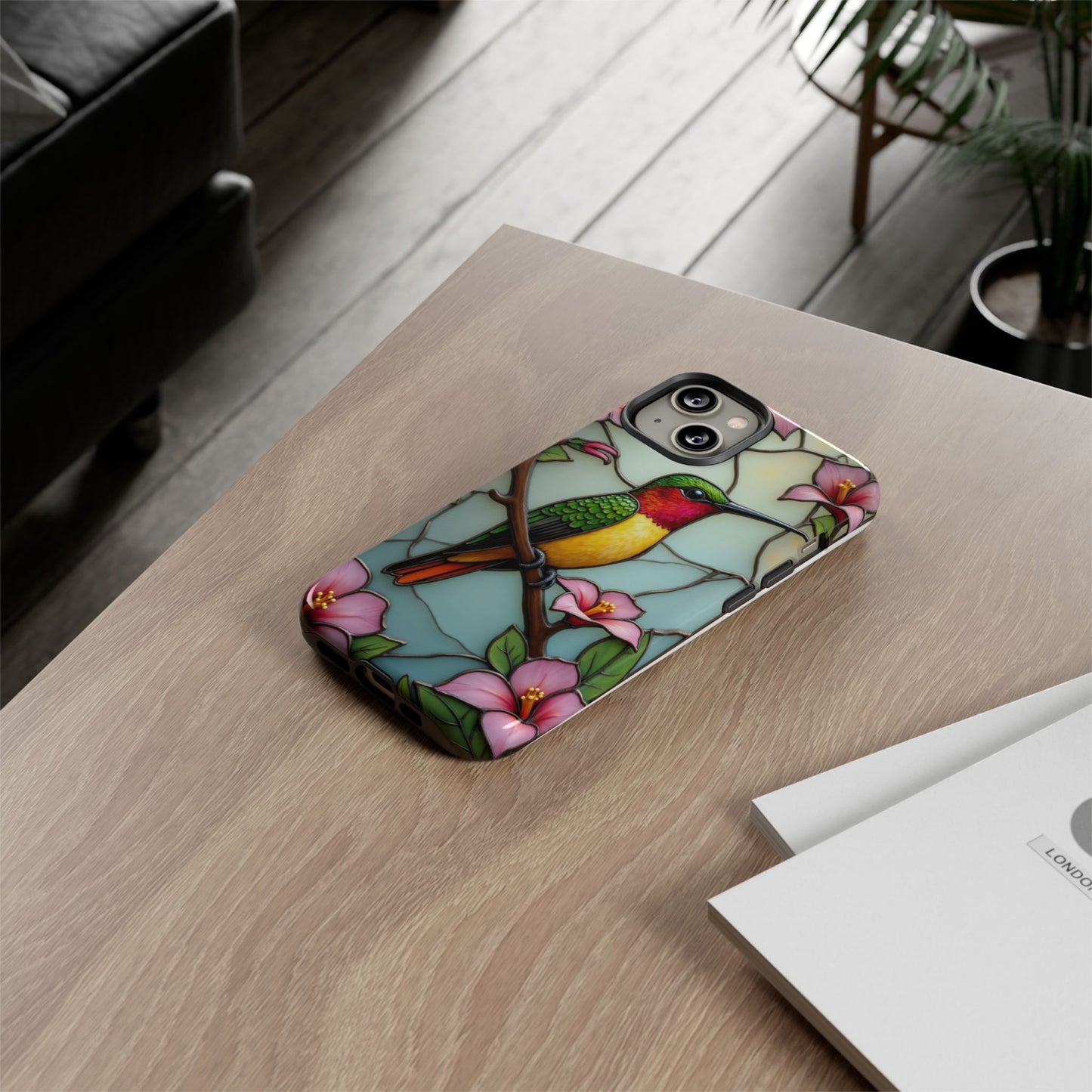 Elegant Hummingbird with Floral Mosaic | Artistic Nature Design