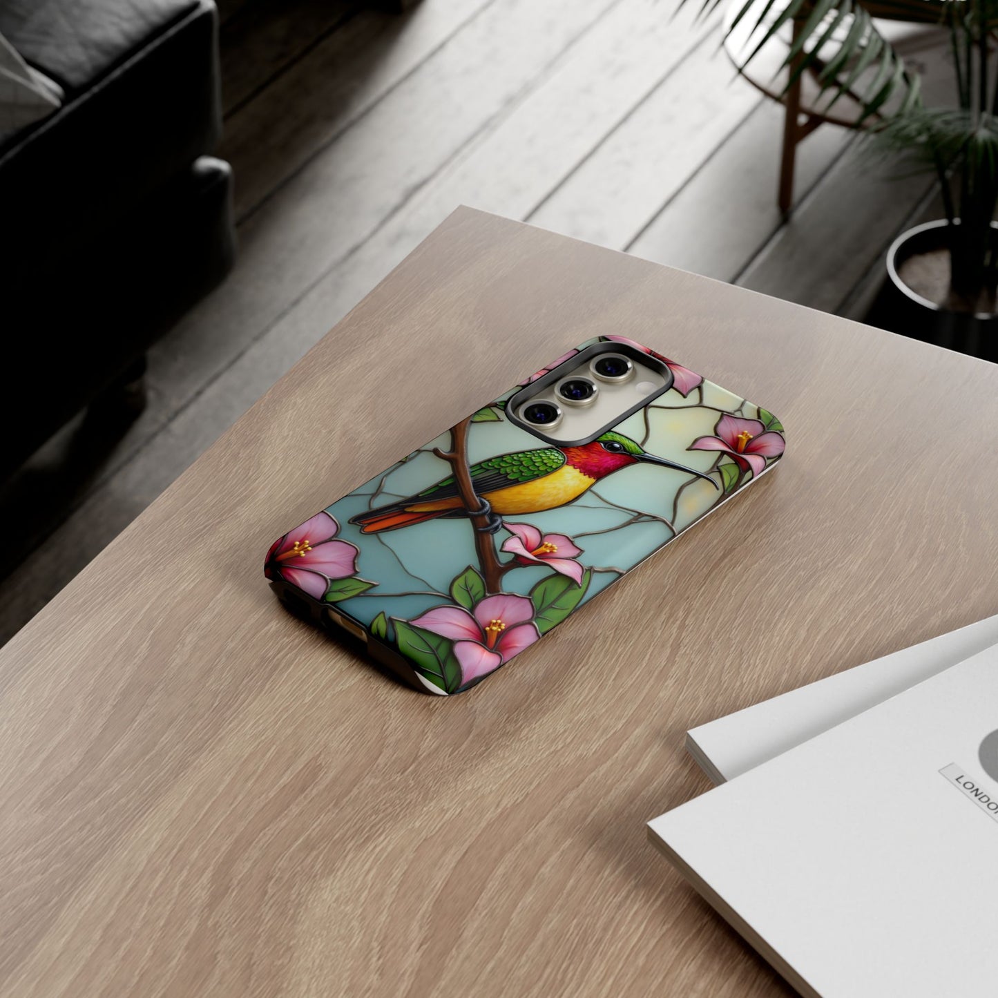 Elegant Hummingbird with Floral Mosaic | Artistic Nature Design