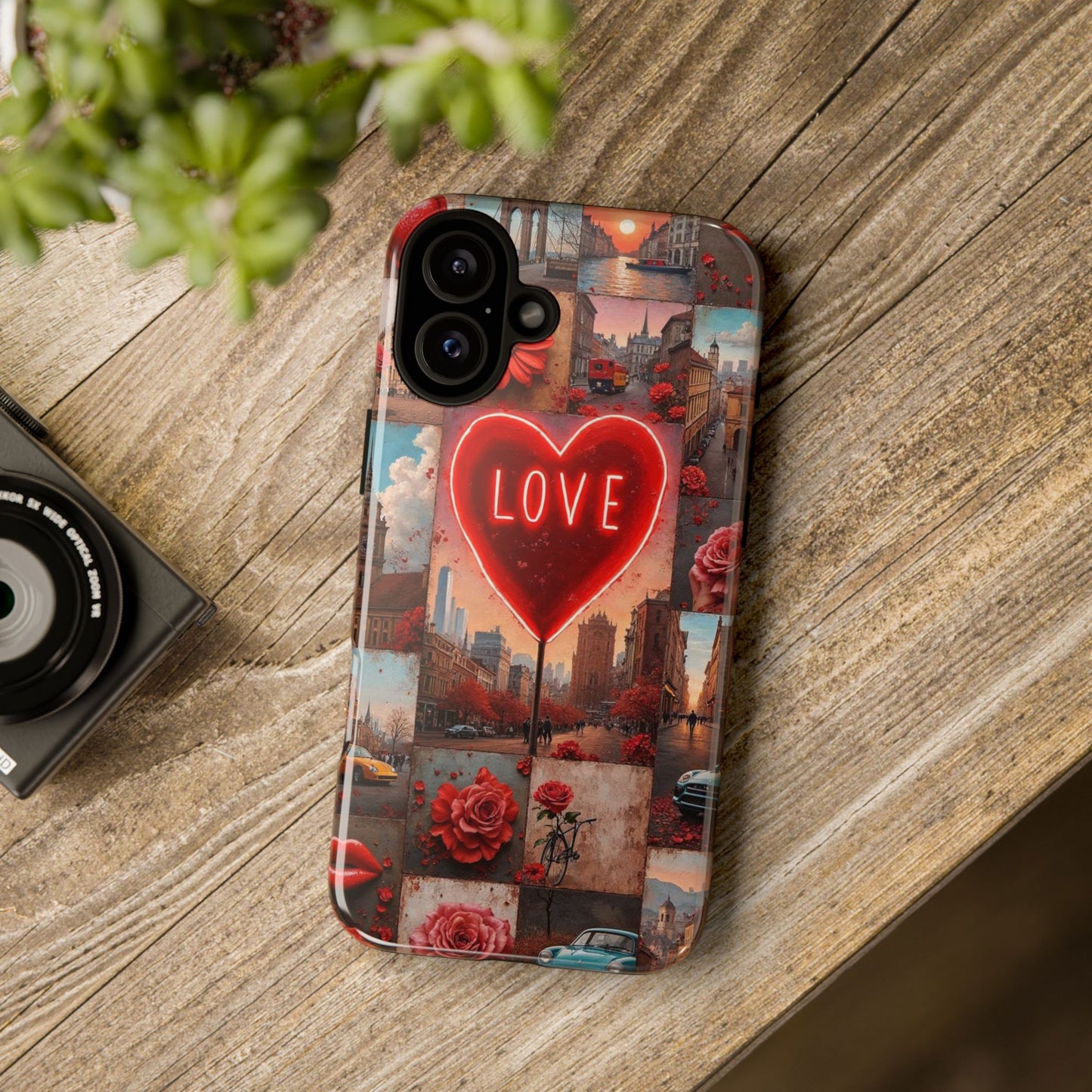 Neon Love Heart & Rose Phone Case