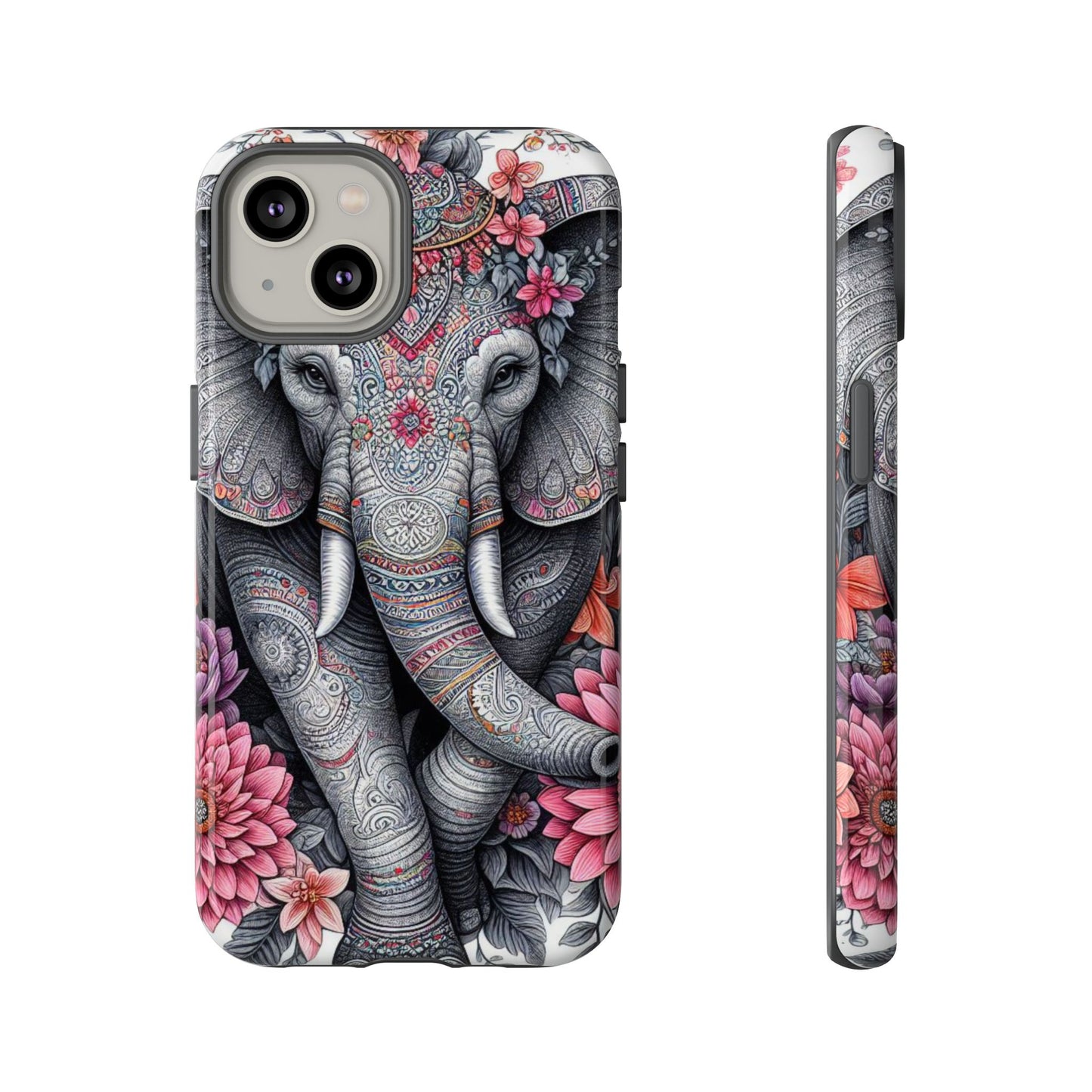 Bohemian Floral Elephant Mobile Cover – Intricate Mandala Art